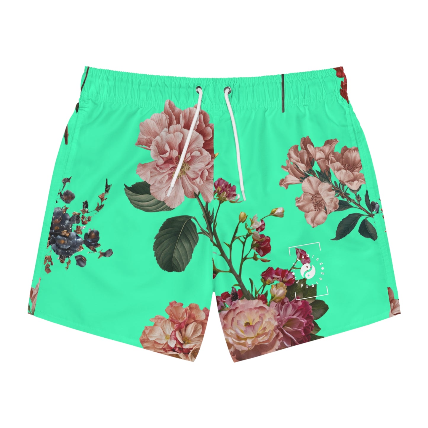 Botanicals on Turquoise - Swim Trunks for Men