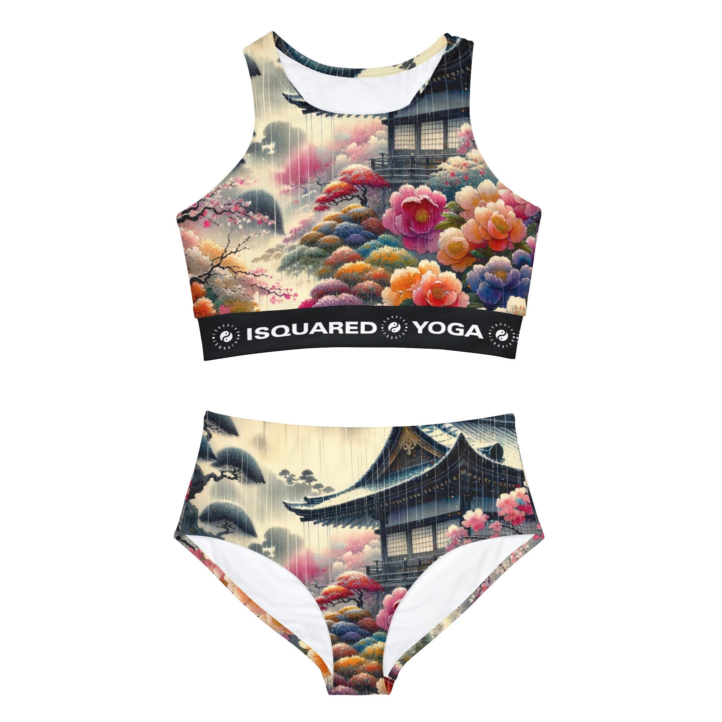 "Rain-drenched Sakura Spectrum" - Hot Yoga Bikini Set