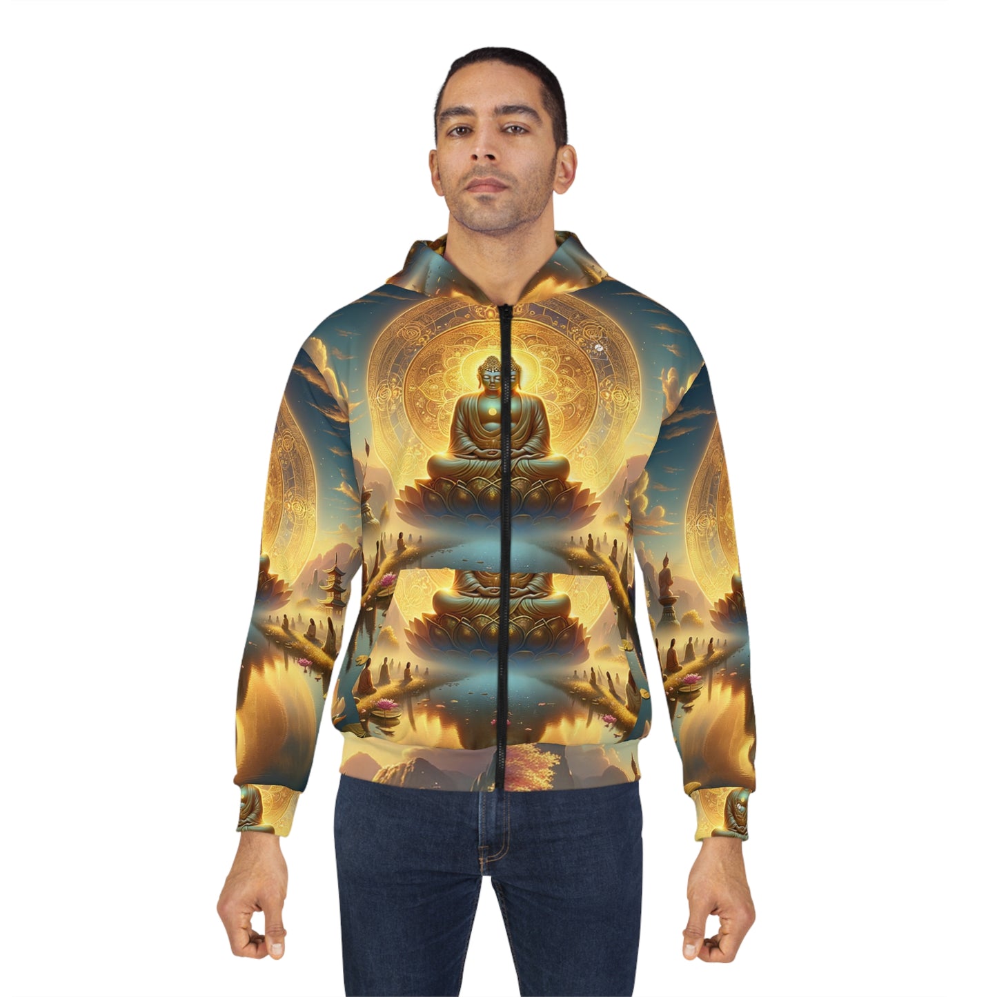 "Serenity in Transience: Illuminations of the Heart Sutra" - Zip Hoodie