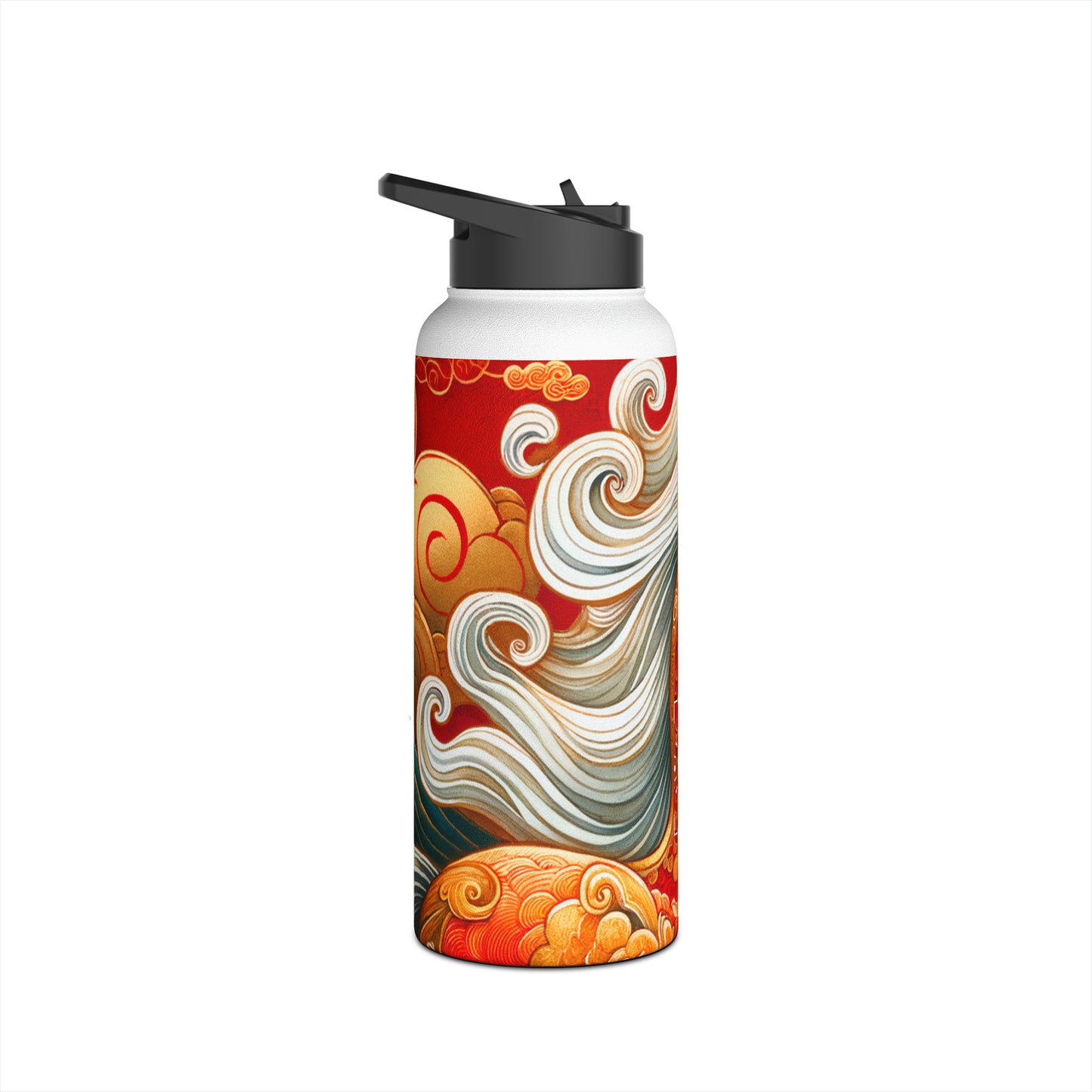 "Gold Gallop on Vermilion Vista: A Lunar New Year’s Ode" - Water Bottle