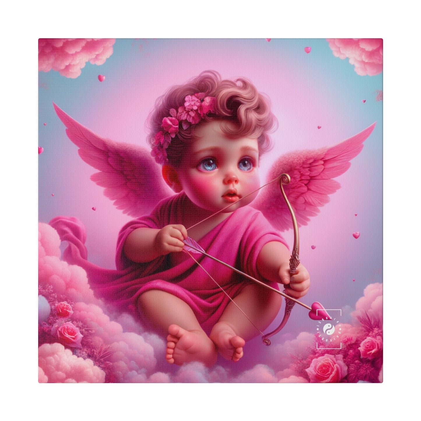 "Bold Blush: A Cupid's Love Affair" - Art Print Canvas