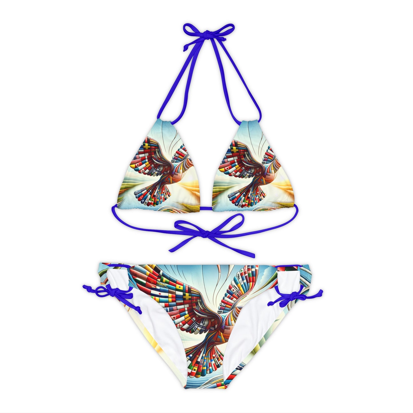 "Global Tapestry of Tranquility" - Lace-up Bikini Set