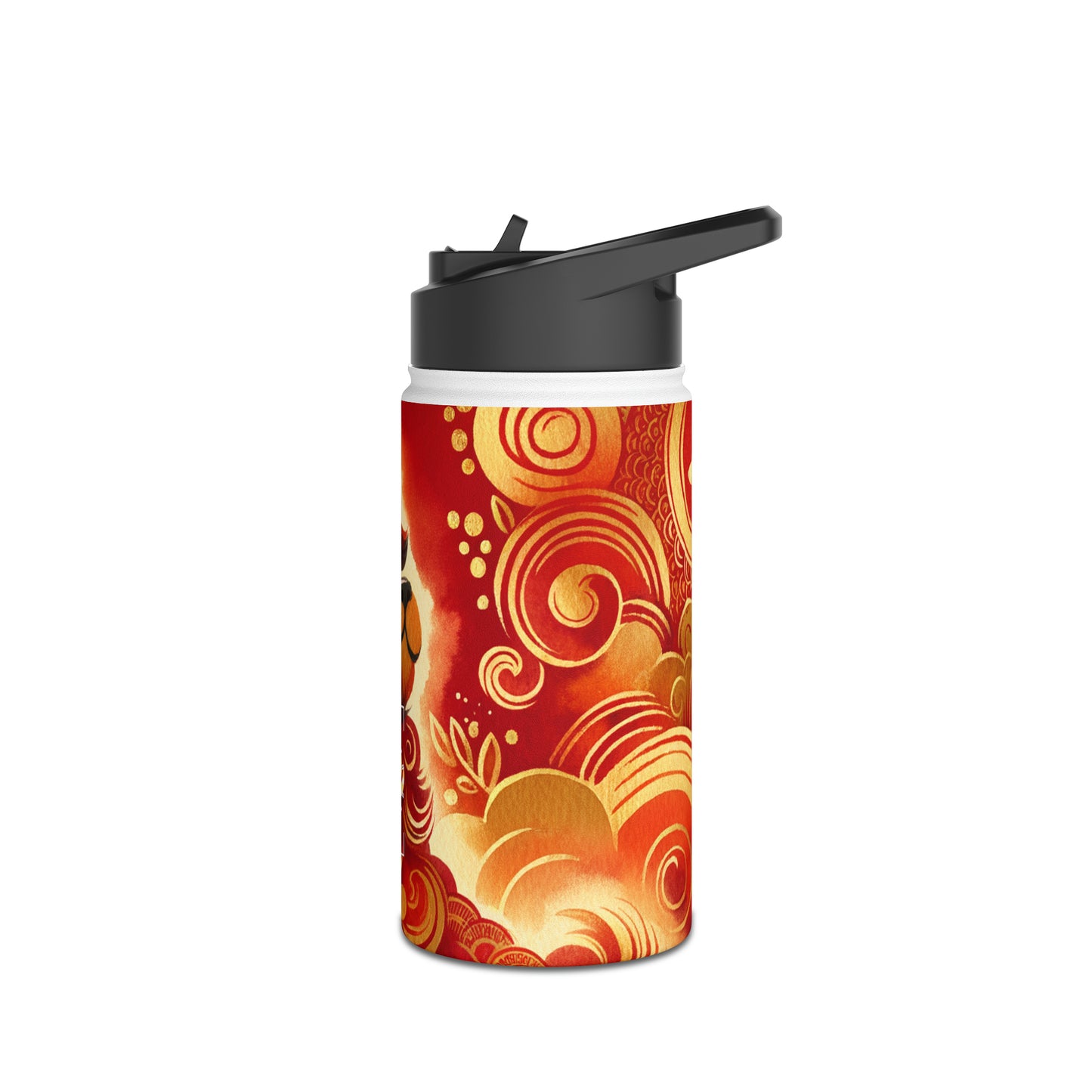 "Golden Canine Emissary on Crimson Tide: A Chinese New Year Odyssey" - Water Bottle