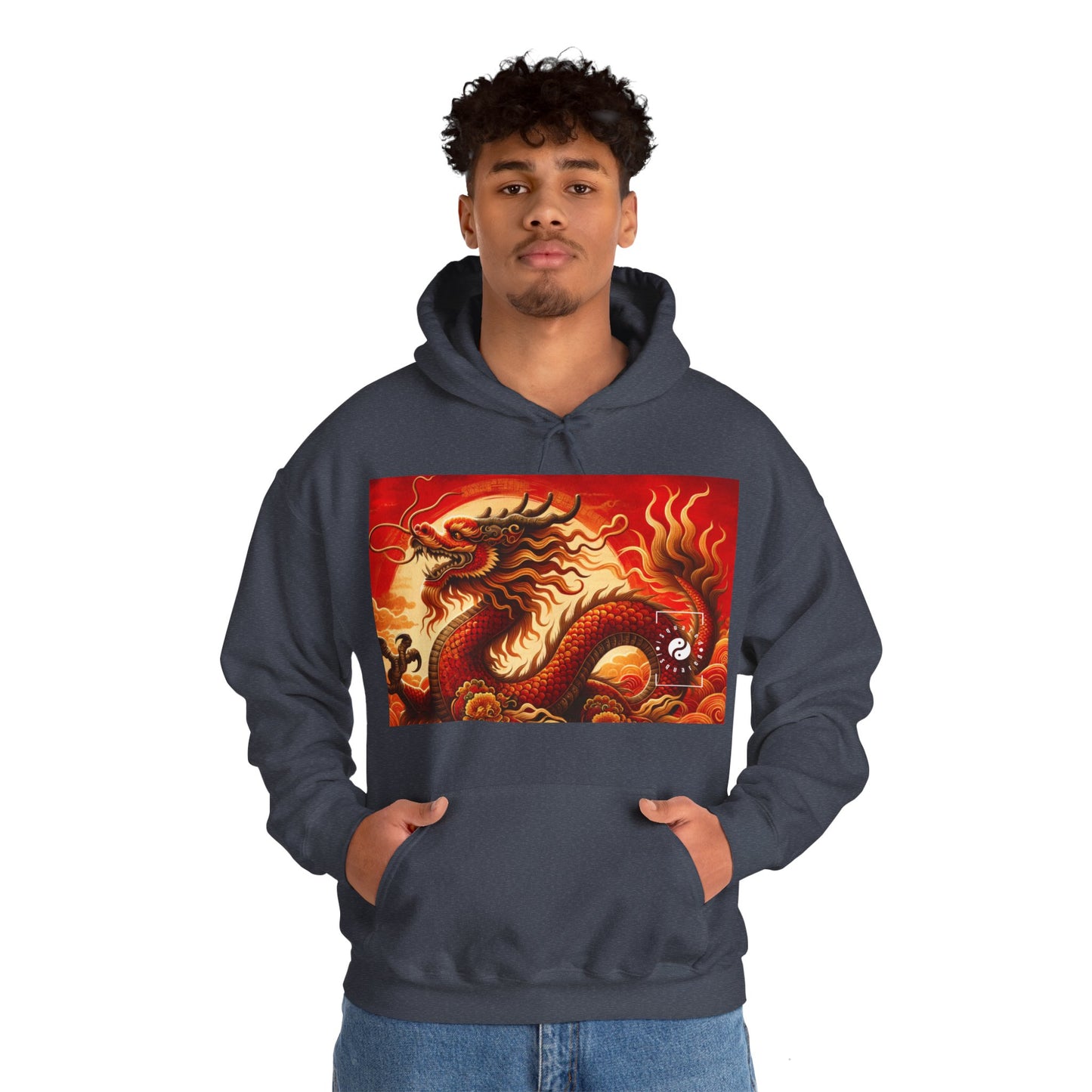 "Golden Dragon Dance in the Crimson Twilight" - Hoodie