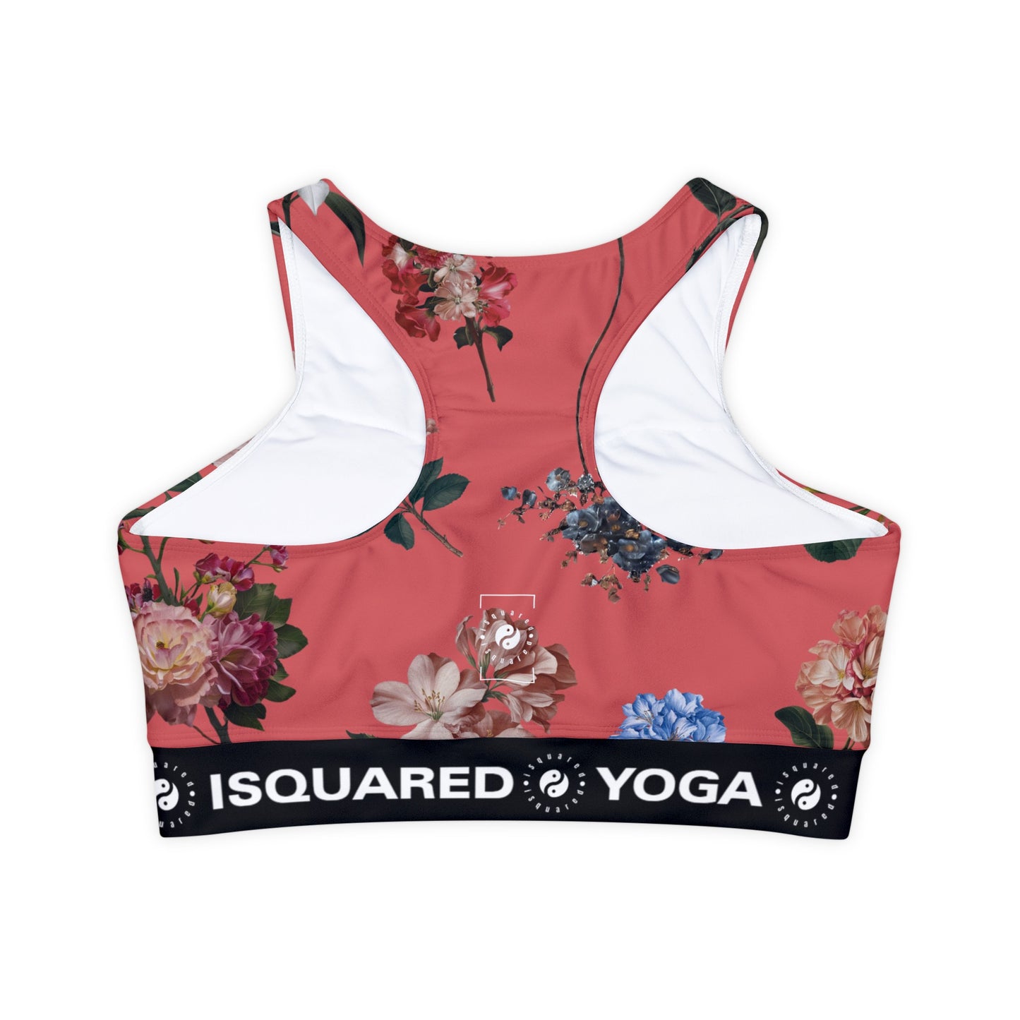 Botanicals on Coral - Lined & Padded Sports Bra