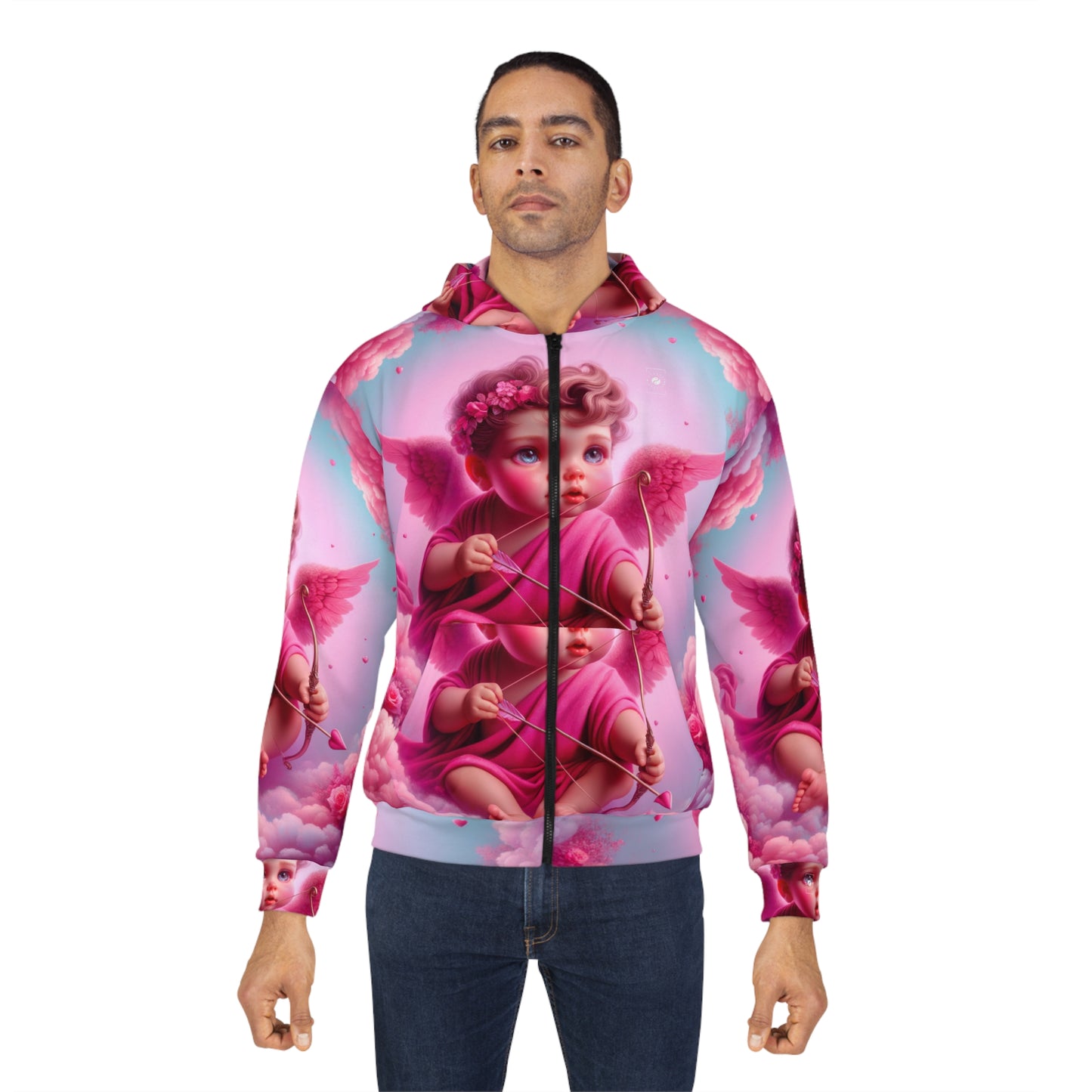 "Bold Blush: A Cupid's Love Affair" - Zip Hoodie