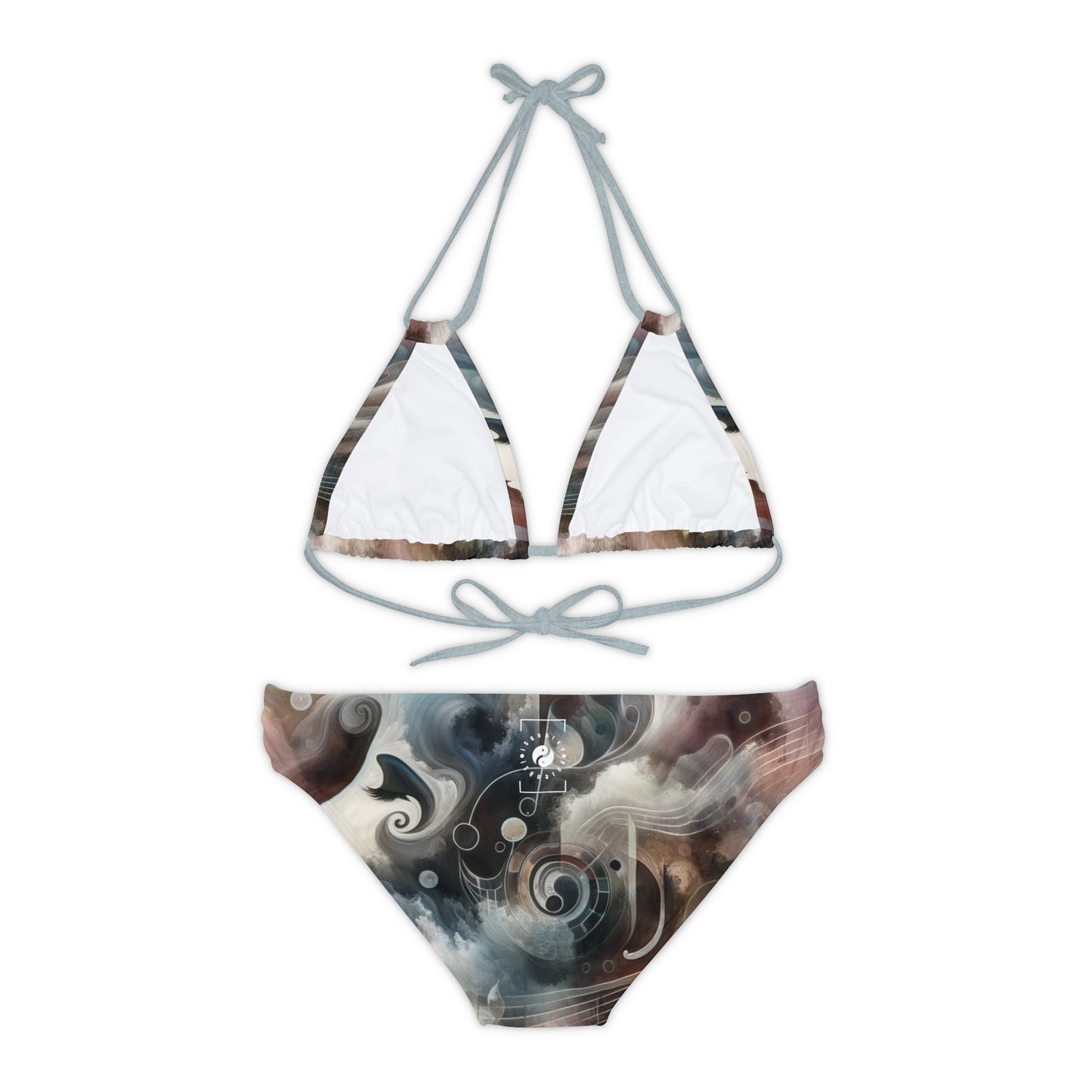 "Harmony of Descent: An Abstract Ode to La Traviata" - Lace-up Bikini Set