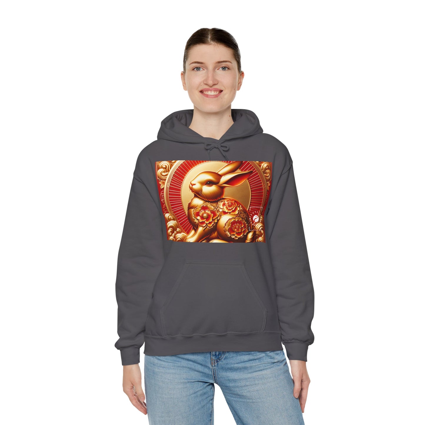 "Golden Blessings: Lunar Rabbit's Resplendence" - Hoodie