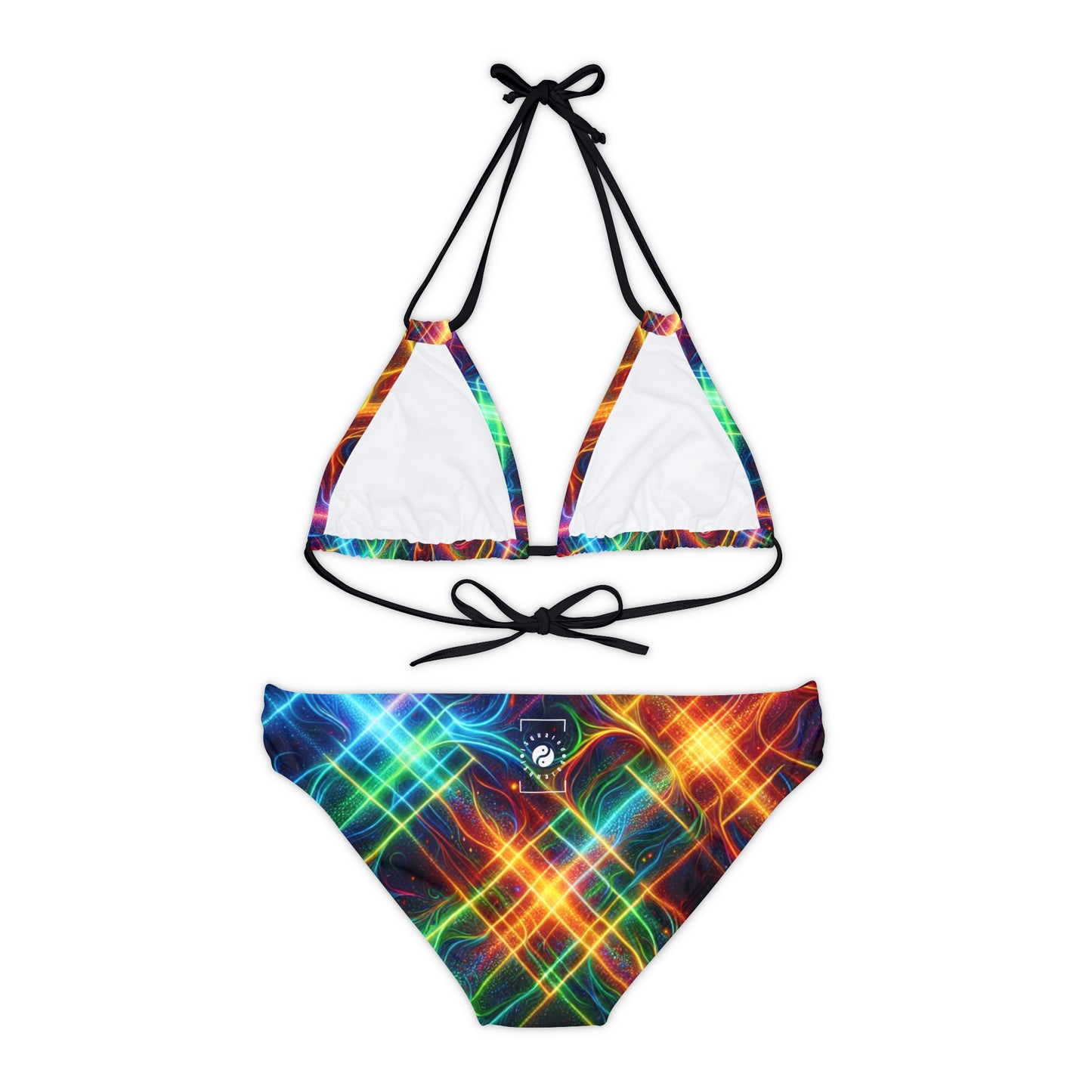 "Neon Plaid Luminosity Matrix" - Lace-up Bikini Set