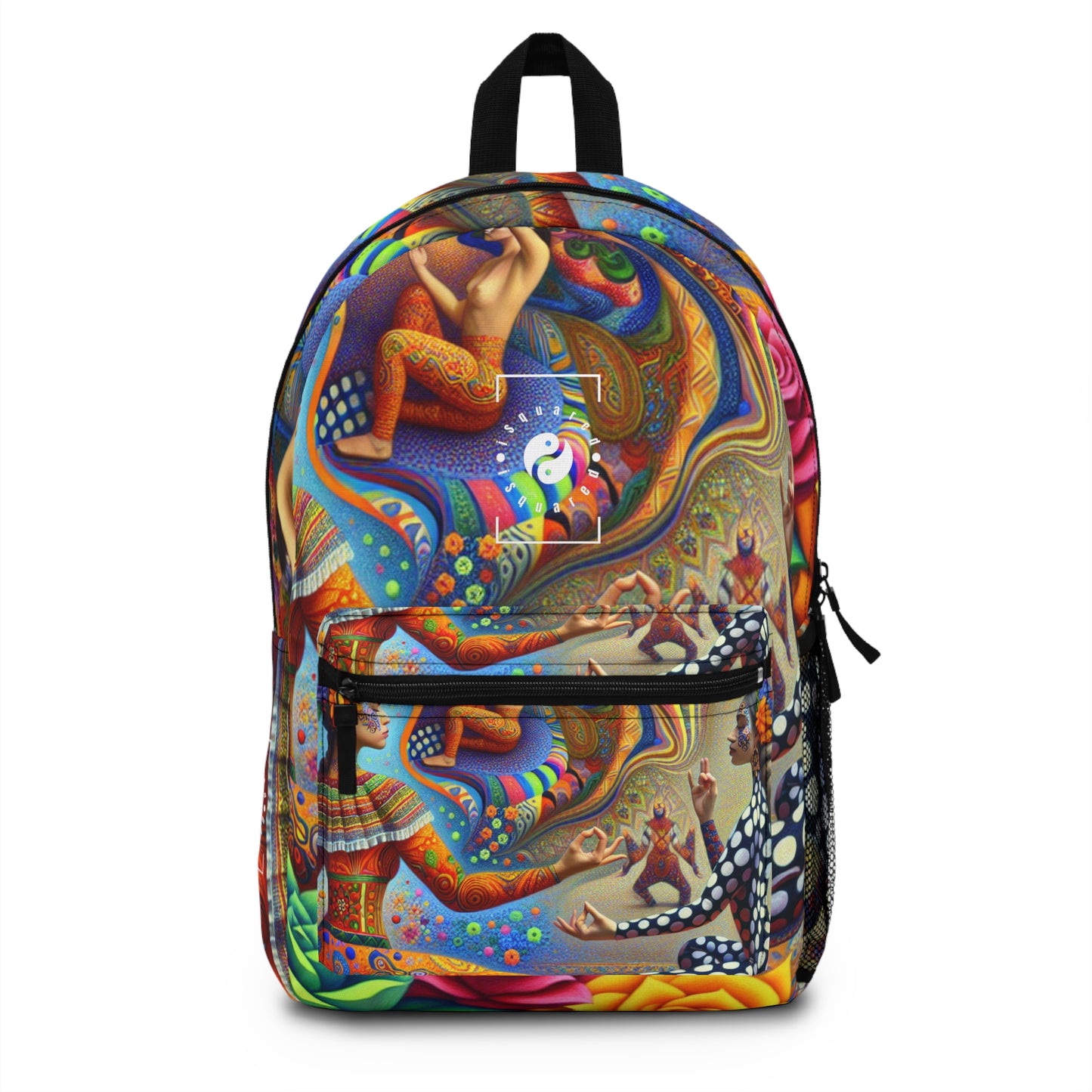 "Kahlo-Kusama Blossom Asanas: A Surreal Yoga Symphony" - Backpack