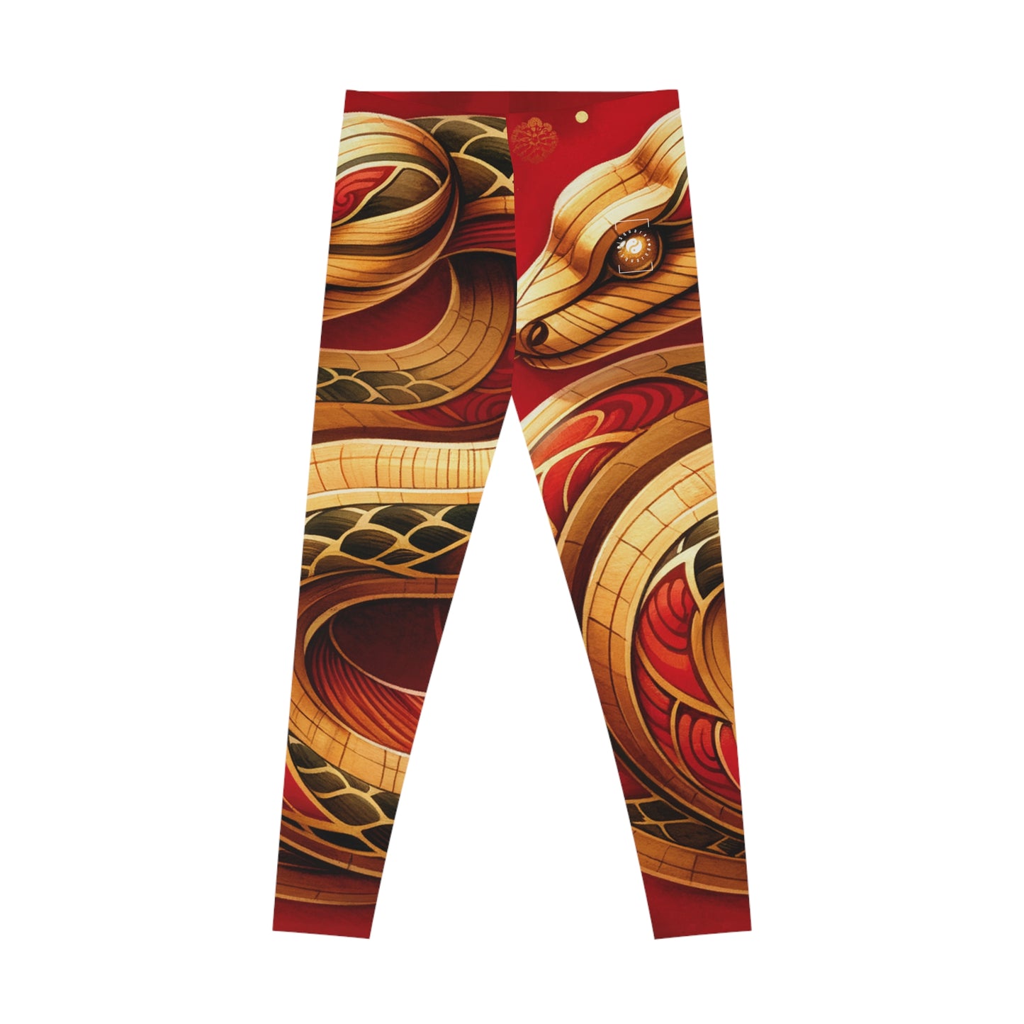 "Crimson Serenity: The Golden Snake" - Unisex Tights