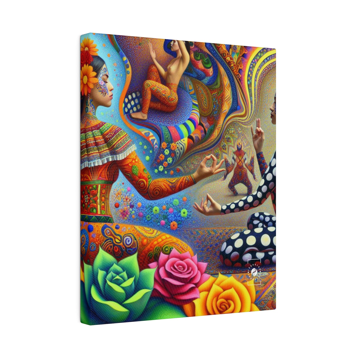 "Kahlo-Kusama Blossom Asanas: A Surreal Yoga Symphony" - Art Print Canvas