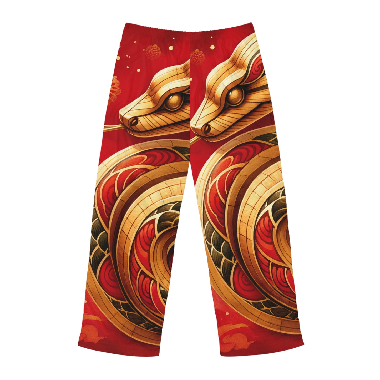 "Crimson Serenity: The Golden Snake" - men's Lounge Pants