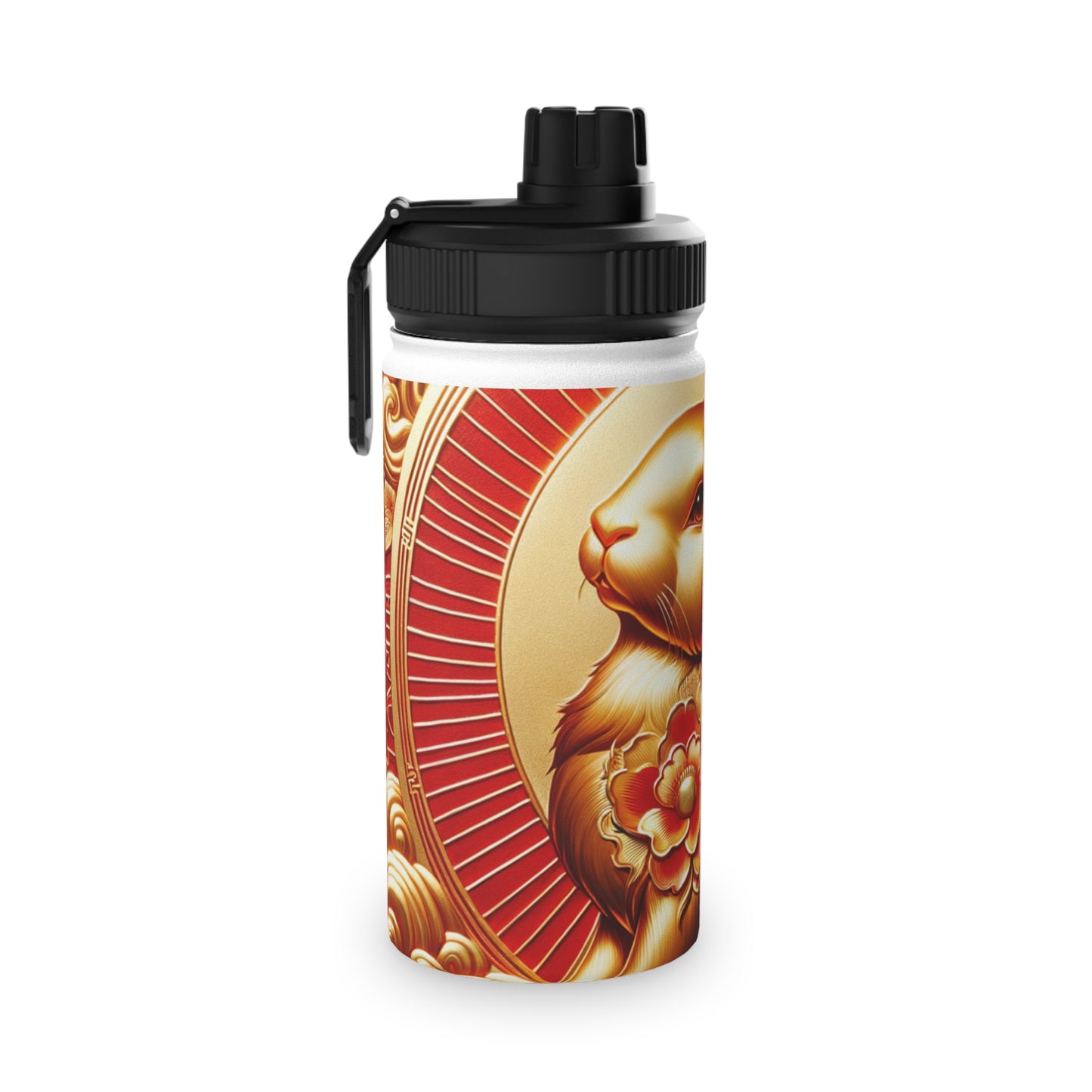 "Golden Blessings: Lunar Rabbit's Resplendence" - Sports Water Bottle