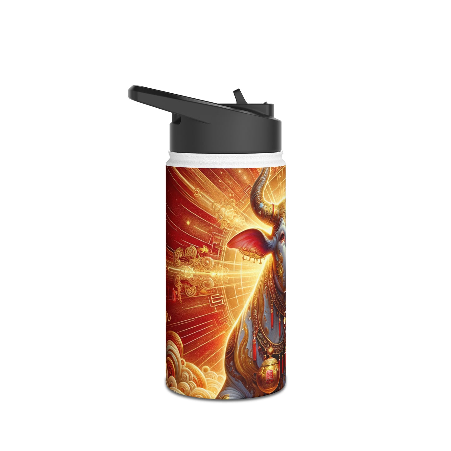 "Golden Euphoria: A Dance of the Divine Bovine" - Water Bottle