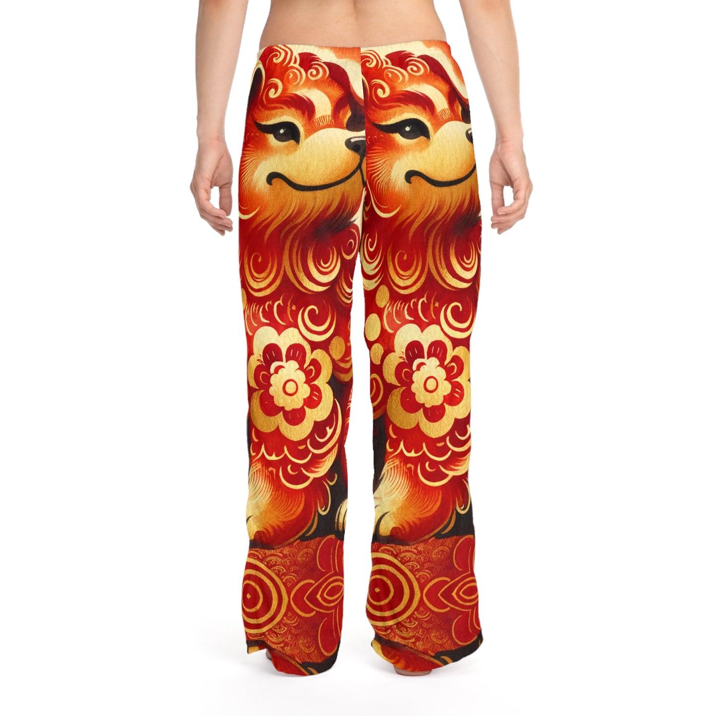 "Golden Canine Emissary on Crimson Tide: A Chinese New Year Odyssey" - Women lounge pants