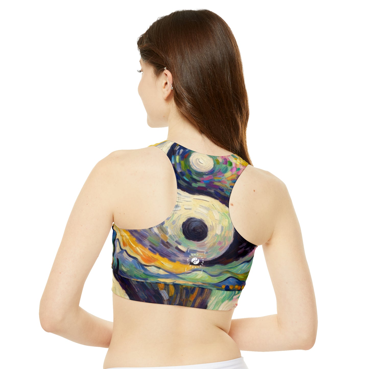 "Spectral Duality: An Impressionist Balance" - High Neck Crop Top