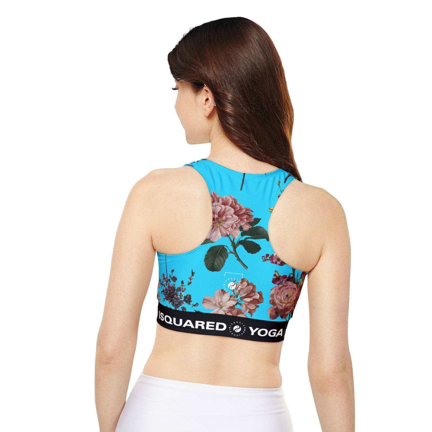 Botanicals on Azure - Lined & Padded Sports Bra