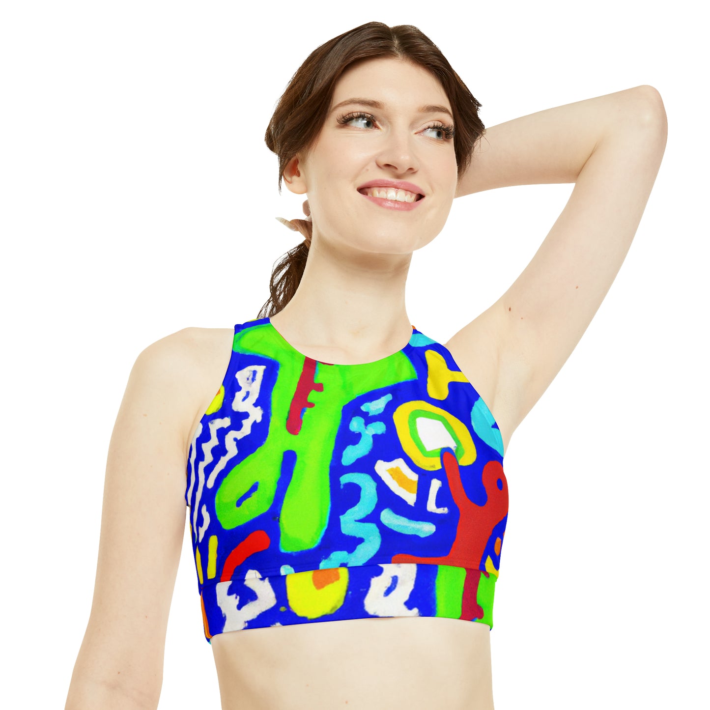 "Chroma Glyphe Symphony" - High Neck Crop Top