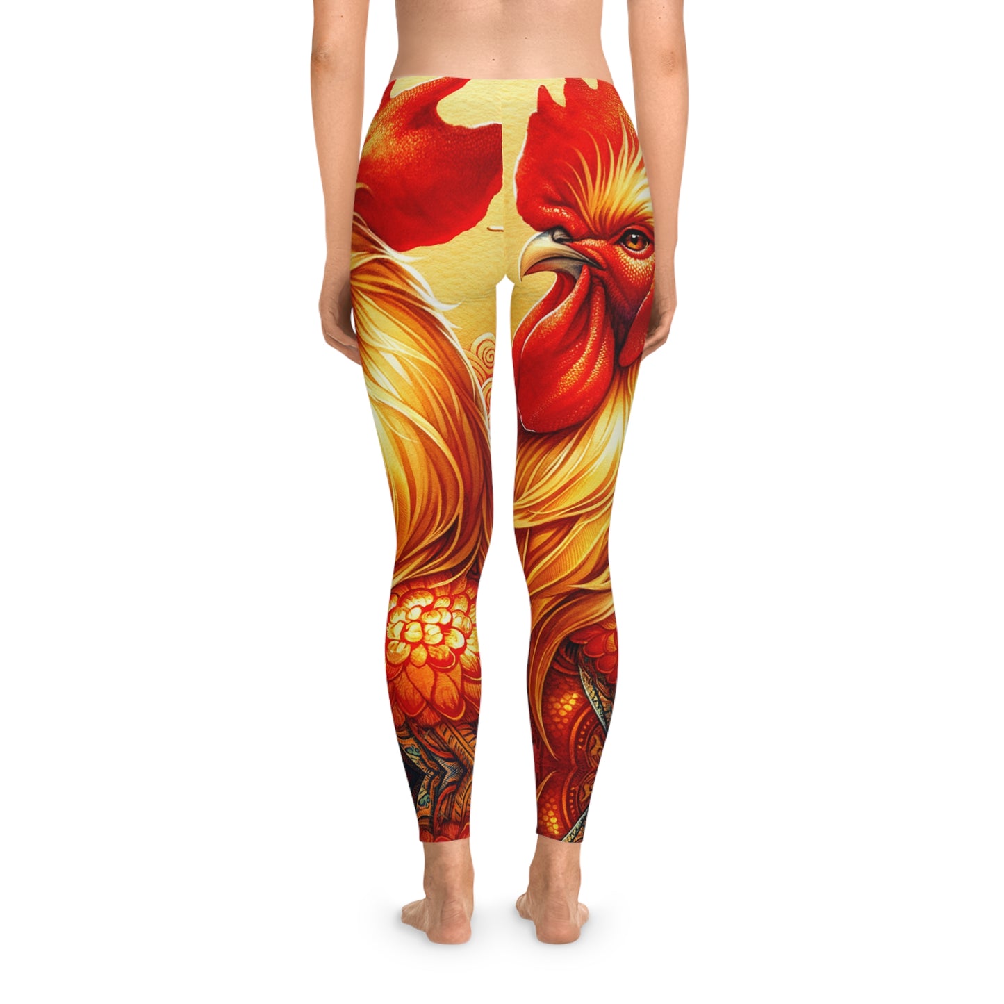 "Crimson Dawn: The Golden Rooster's Rebirth" - Unisex Tights