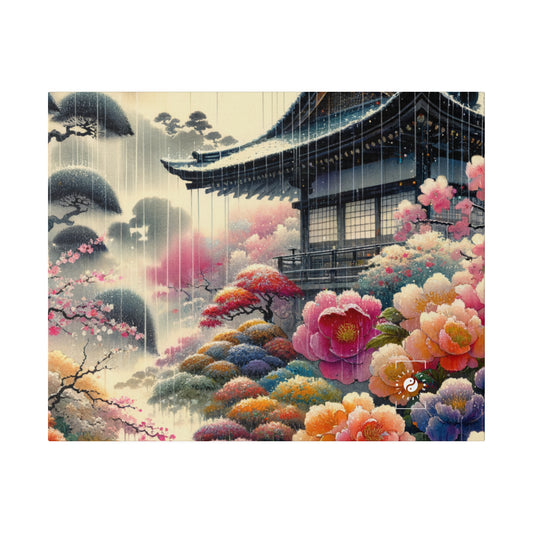 "Rain-drenched Sakura Spectrum" - Art Print Canvas