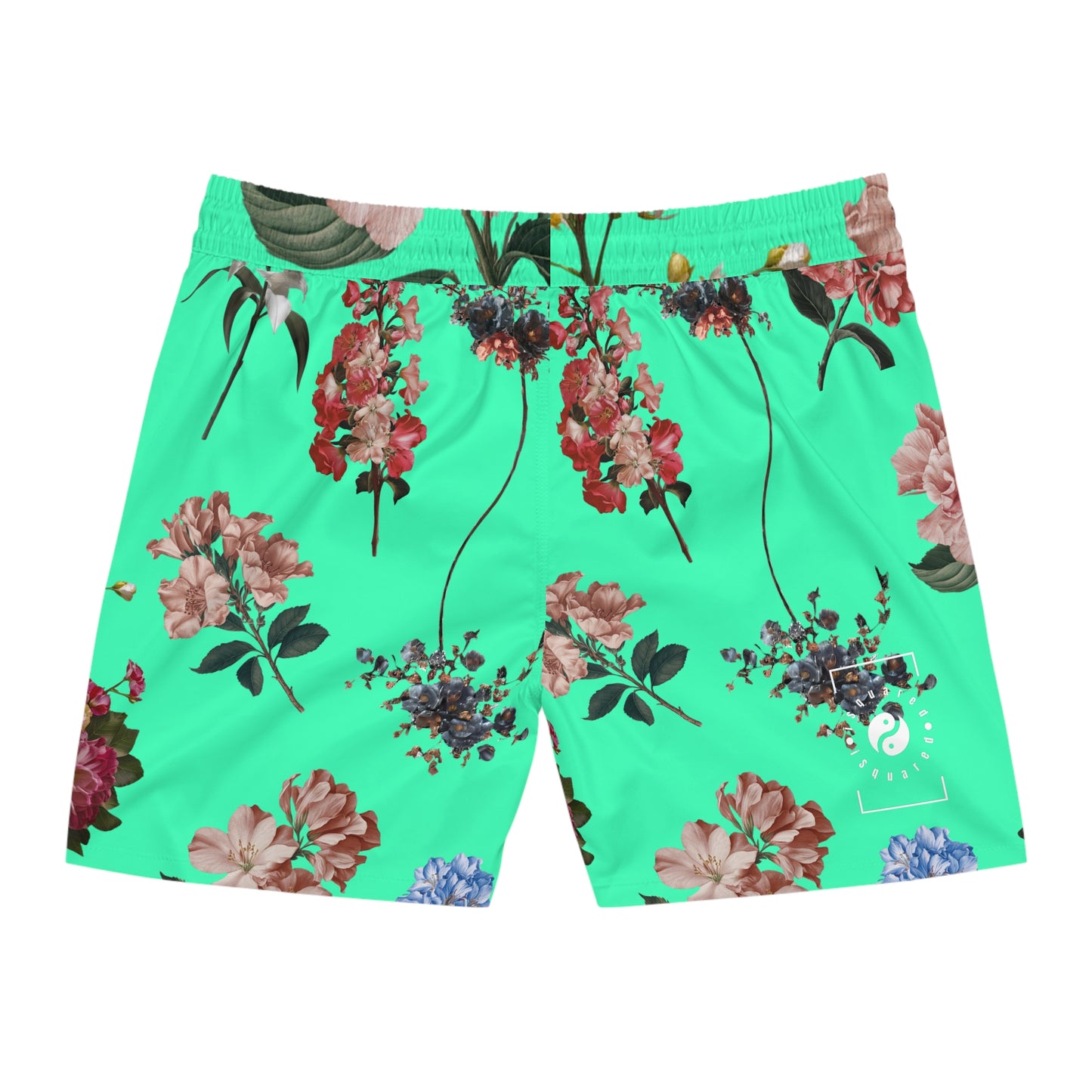 Botanicals on Turquoise - Swim Shorts (Mid-Length) for Men
