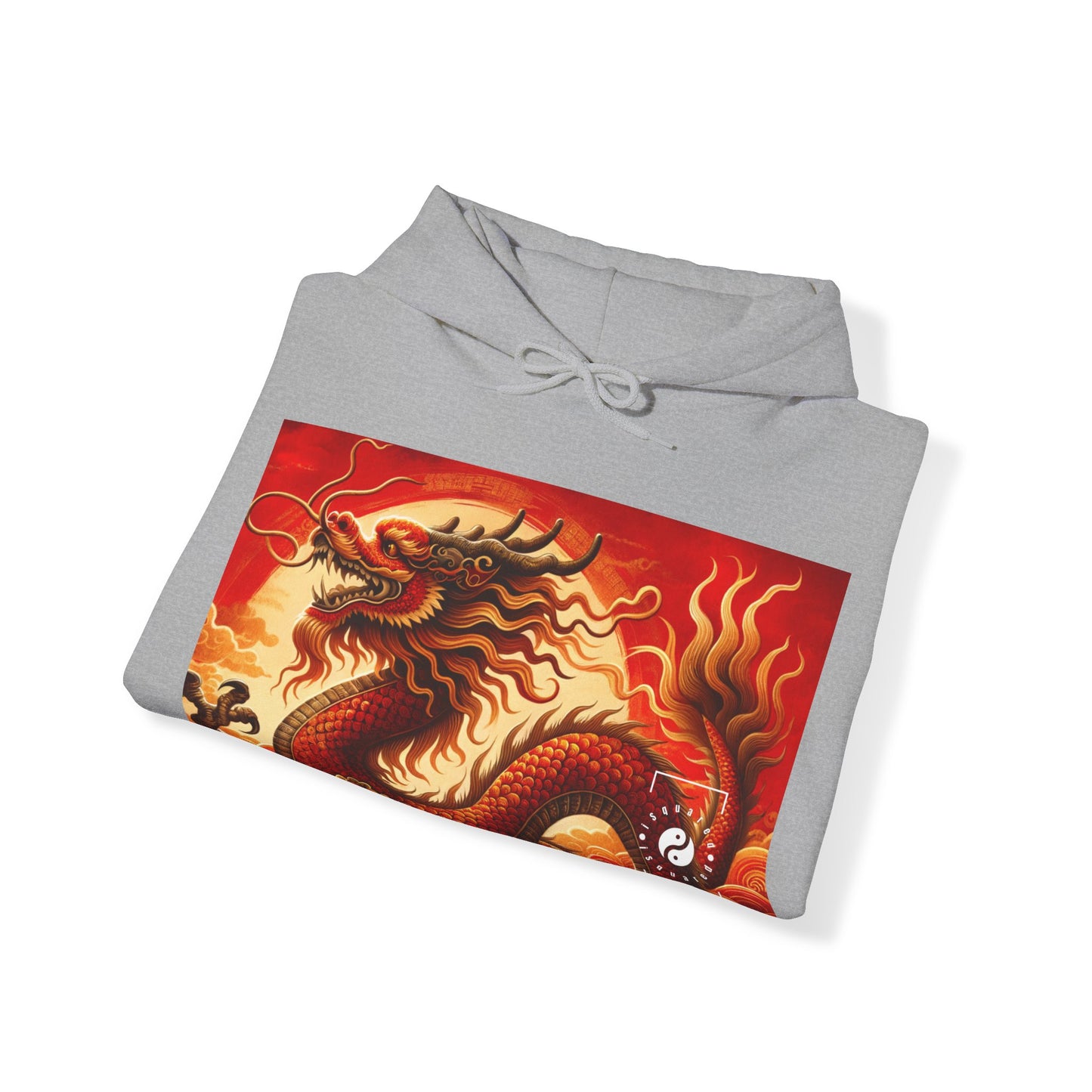 "Golden Dragon Dance in the Crimson Twilight" - Hoodie