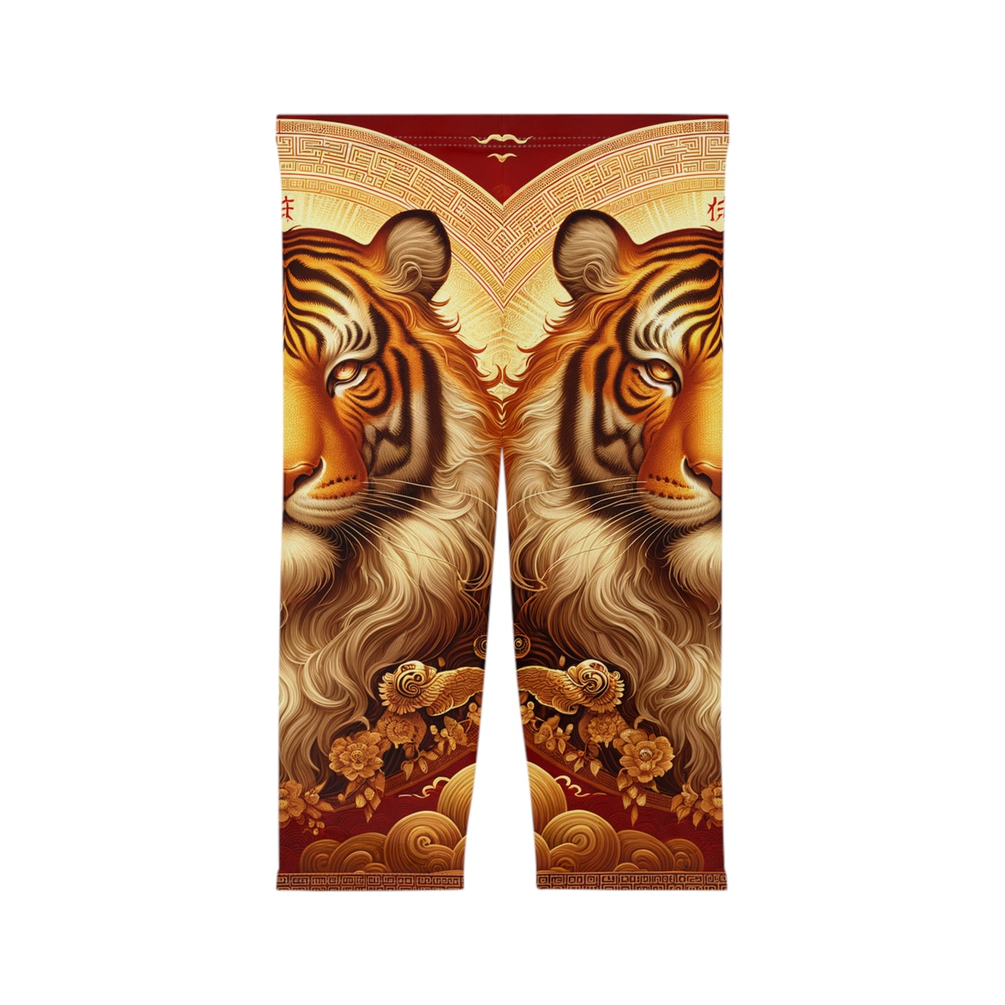 "Majesté dorée : Ascension du Tigre Lunaire" - Capri Shorts 