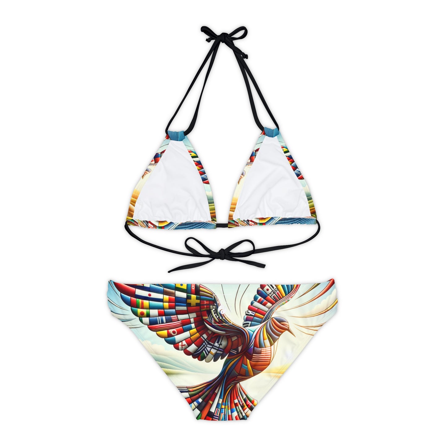 "Global Tapestry of Tranquility" - Lace-up Bikini Set