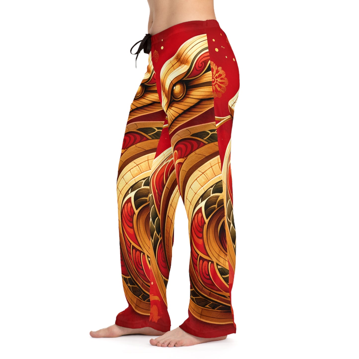 "Crimson Serenity: The Golden Snake" - Pantalon lounge femme 