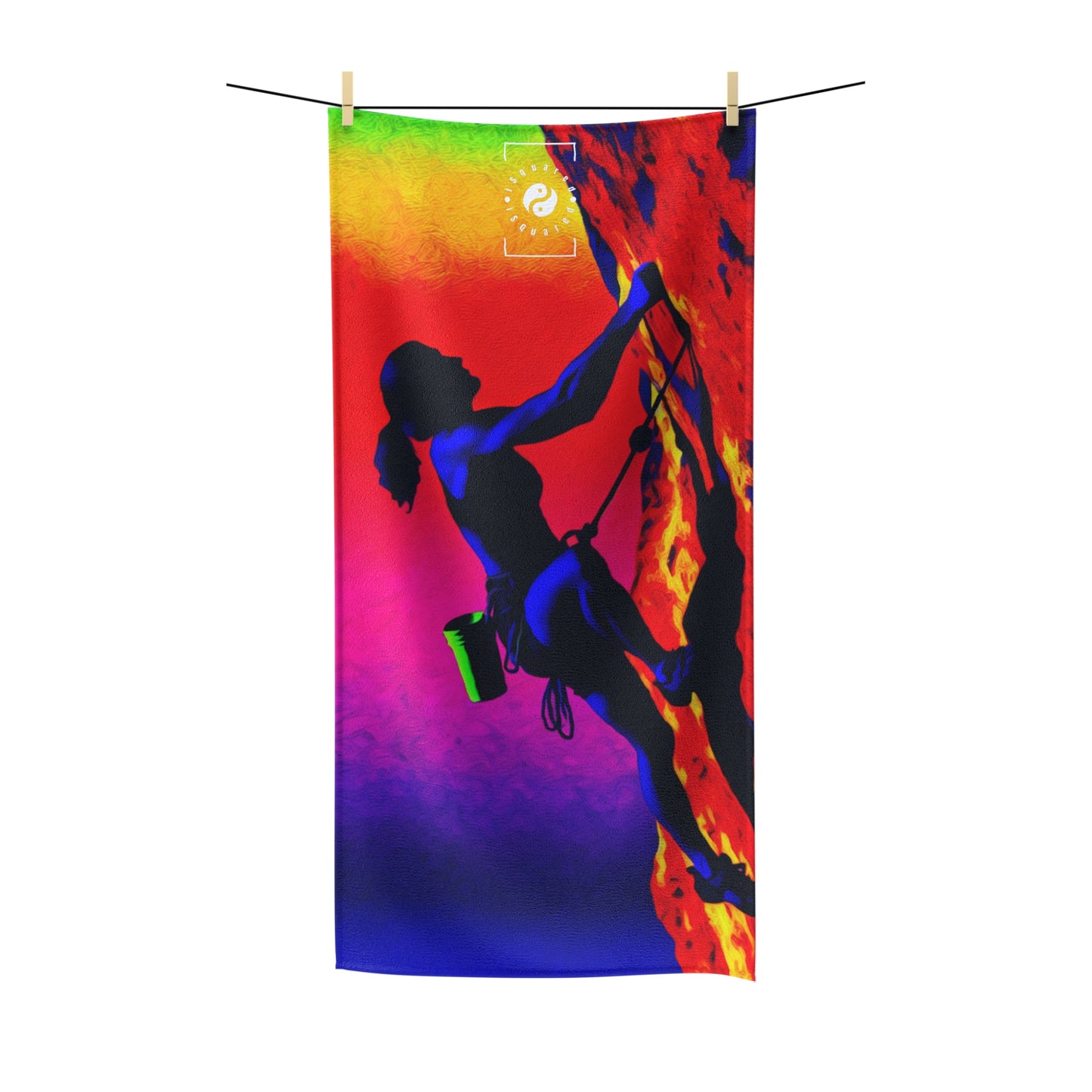 "Technicolour Ascent: The Digital Highline" - All Purpose Yoga Towel