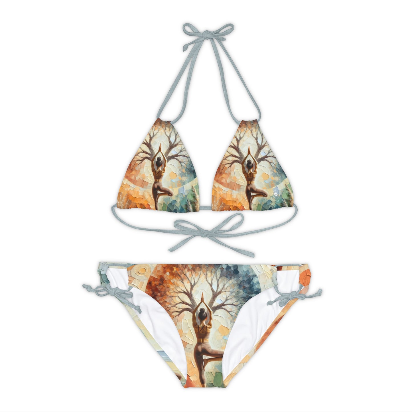 "Stability in Surrender: Vrikshasana in Harmony with Earth" - Lace-up Bikini Set