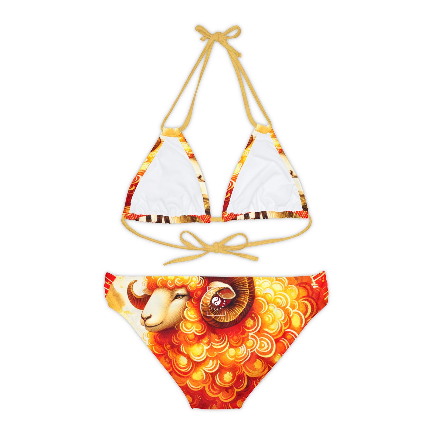"Auspicious Gold of Divine Ewe: A Lunar New Year Revelry" - Lace-up Bikini Set