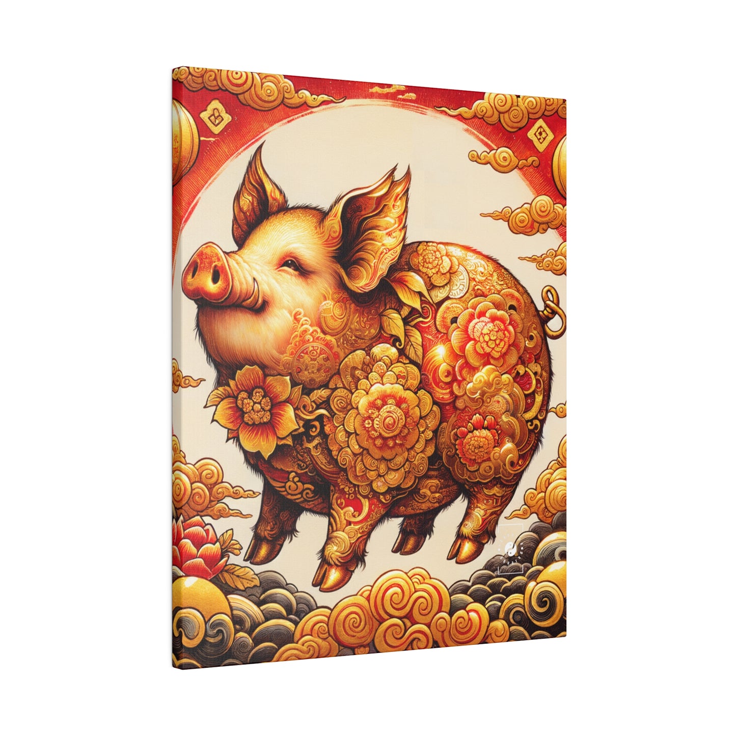 "Golden Prosperity: The Divine Boar Celebration" - Art Print Canvas