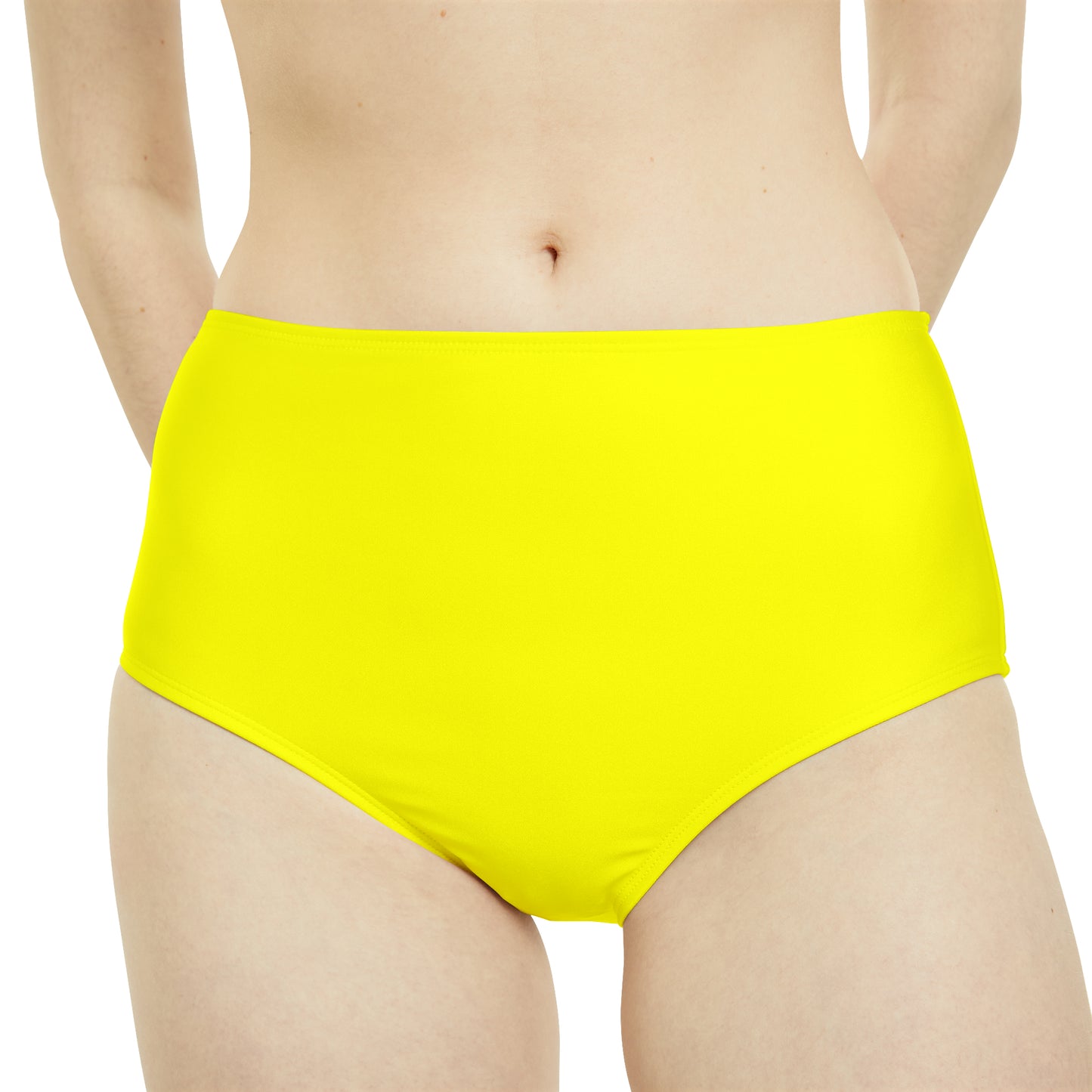 Neon Yellow FFFF00 - High Waisted Bikini Bottom