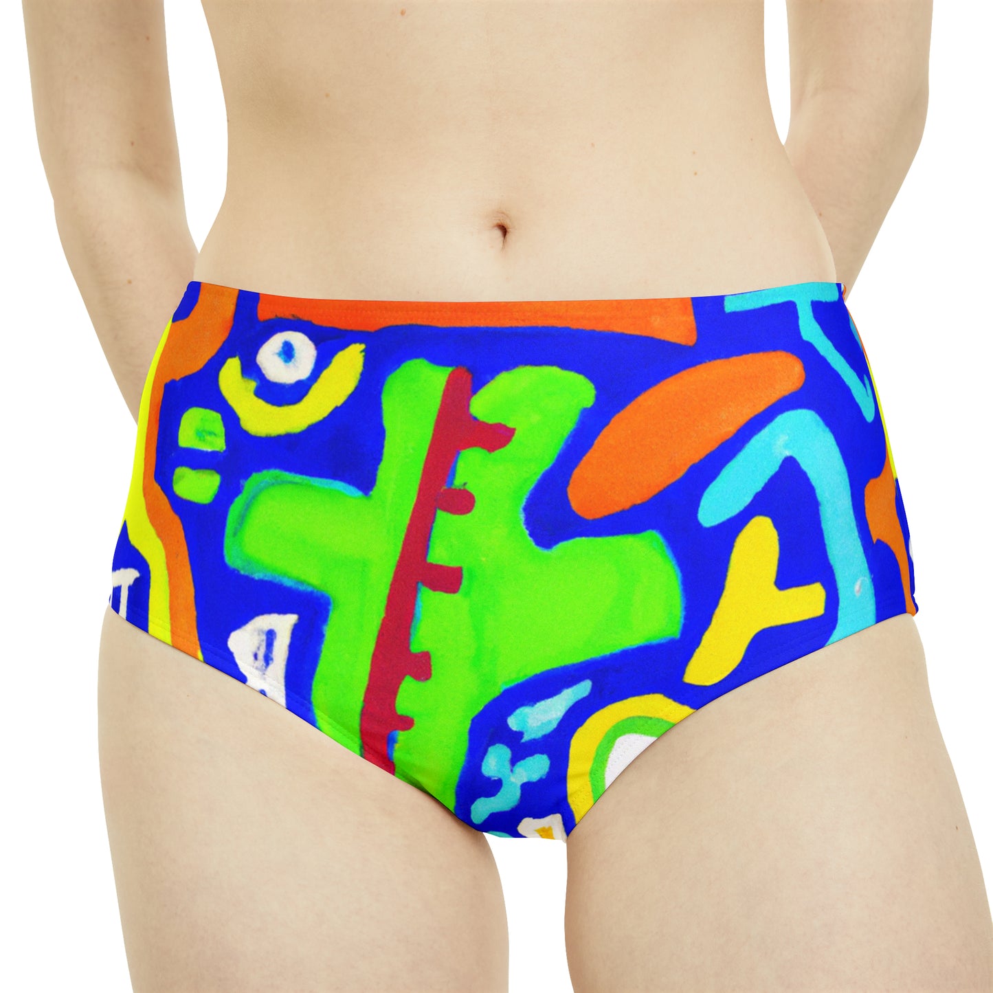 "Chroma Glyphe Symphony" - High Waisted Bikini Bottom