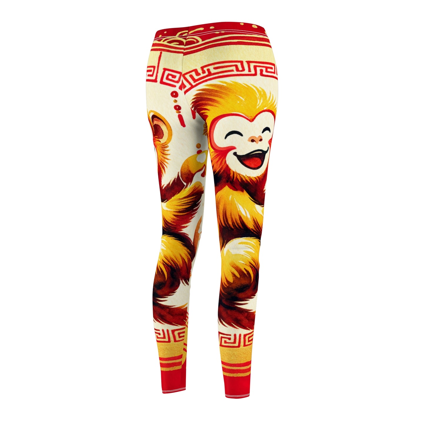 "Golden Simian Serenity in Scarlet Radiance" - Casual Leggings