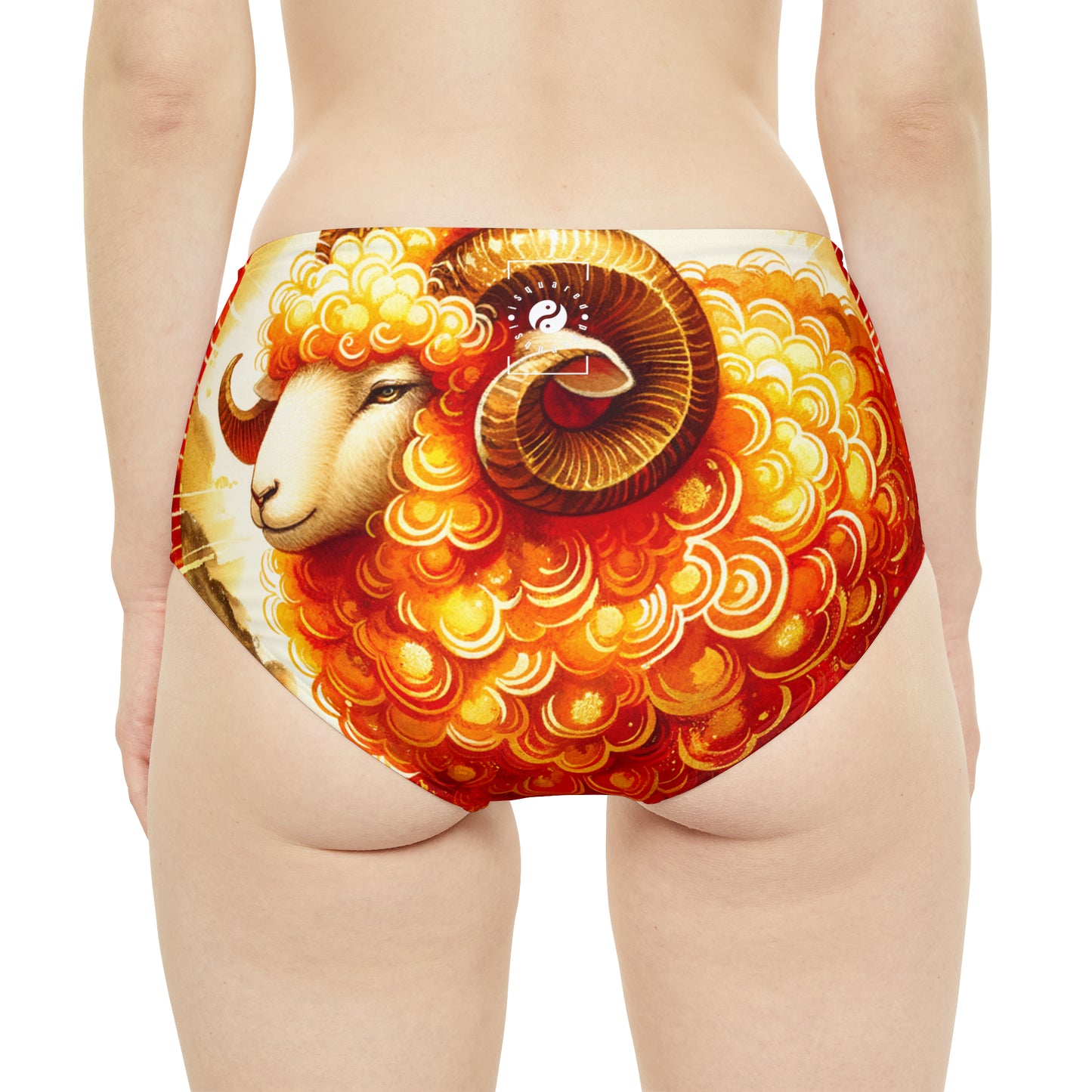 "Auspicious Gold of Divine Ewe: A Lunar New Year Revelry" - High Waisted Bikini Bottom