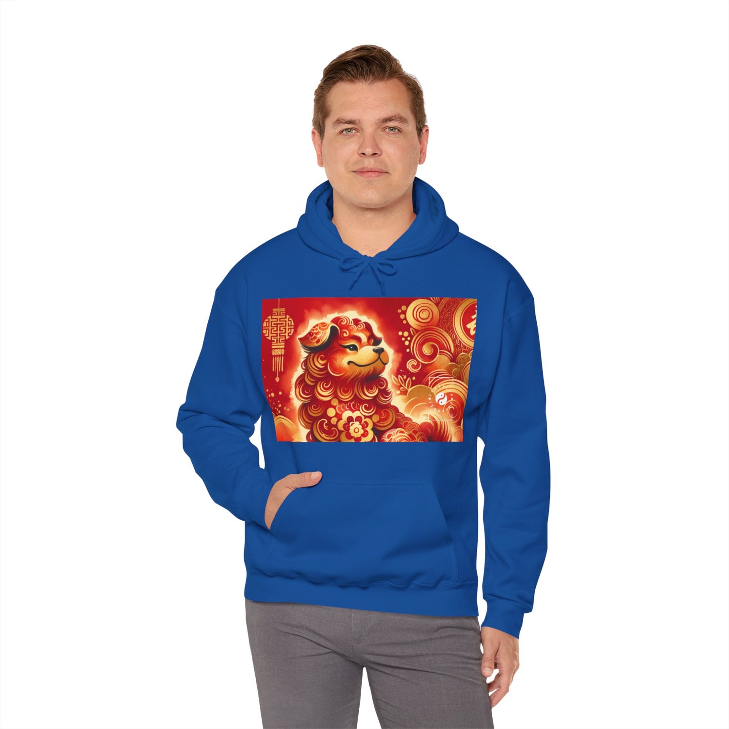 "Golden Canine Emissary on Crimson Tide: A Chinese New Year Odyssey" - Hoodie