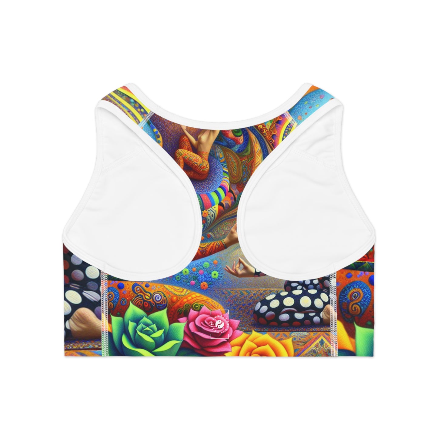 "Kahlo-Kusama Blossom Asanas: A Surreal Yoga Symphony" - High Performance Sports Bra