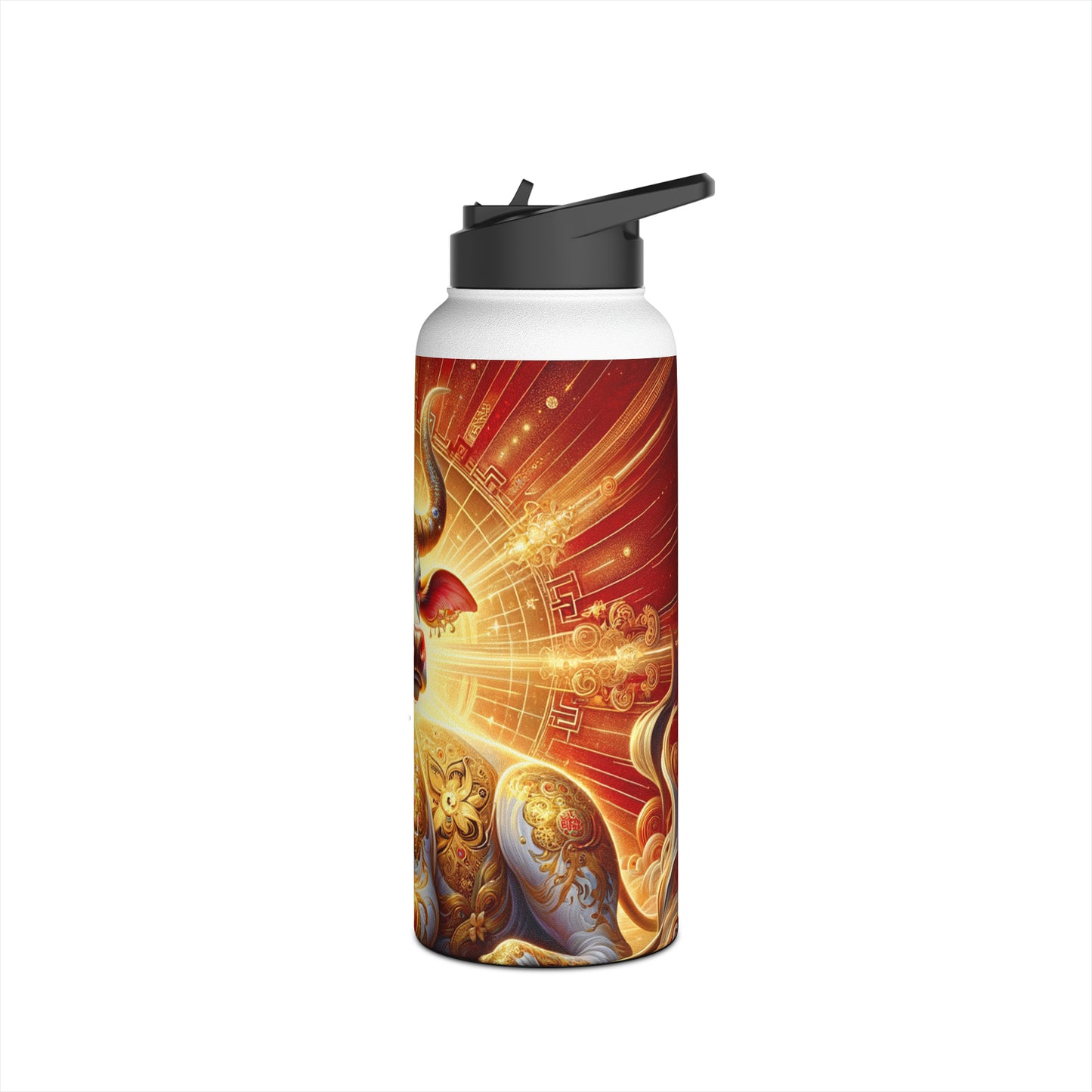 "Golden Euphoria: A Dance of the Divine Bovine" - Water Bottle