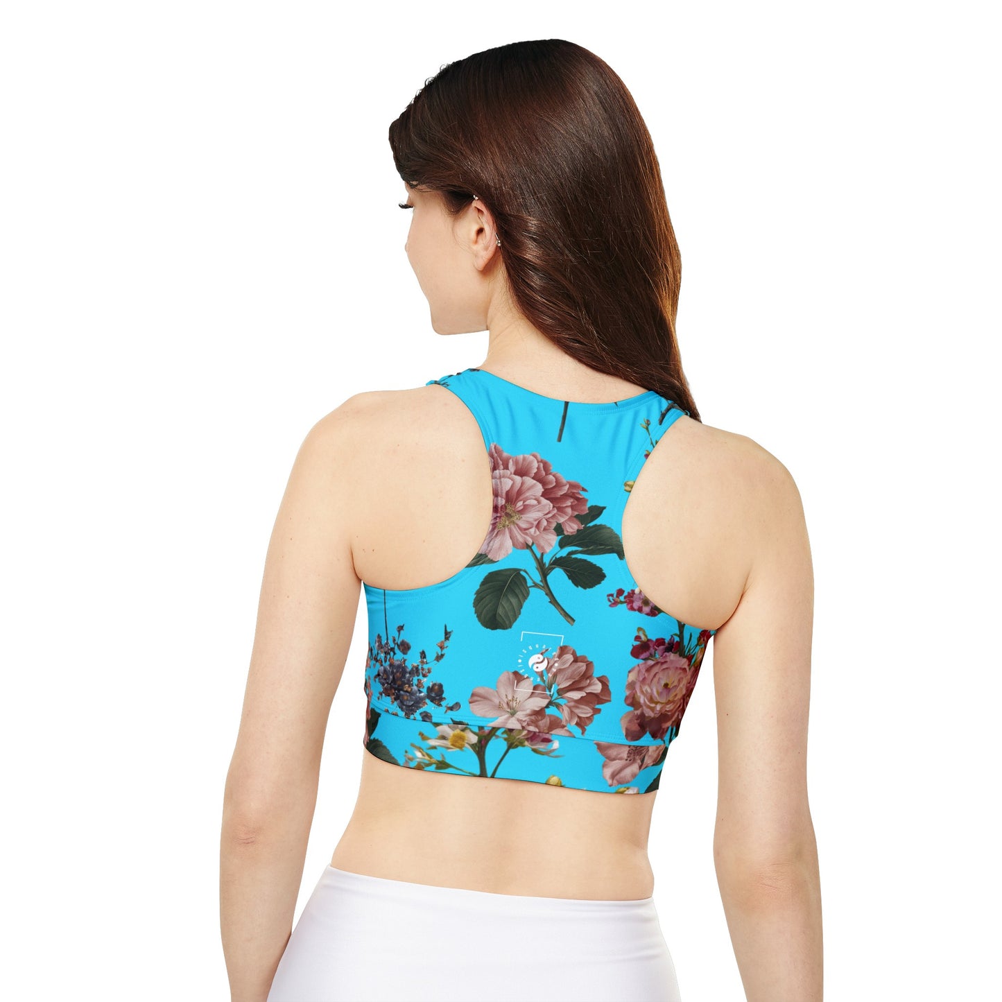 Botanicals on Azure - Lined & Padded Sports Bra