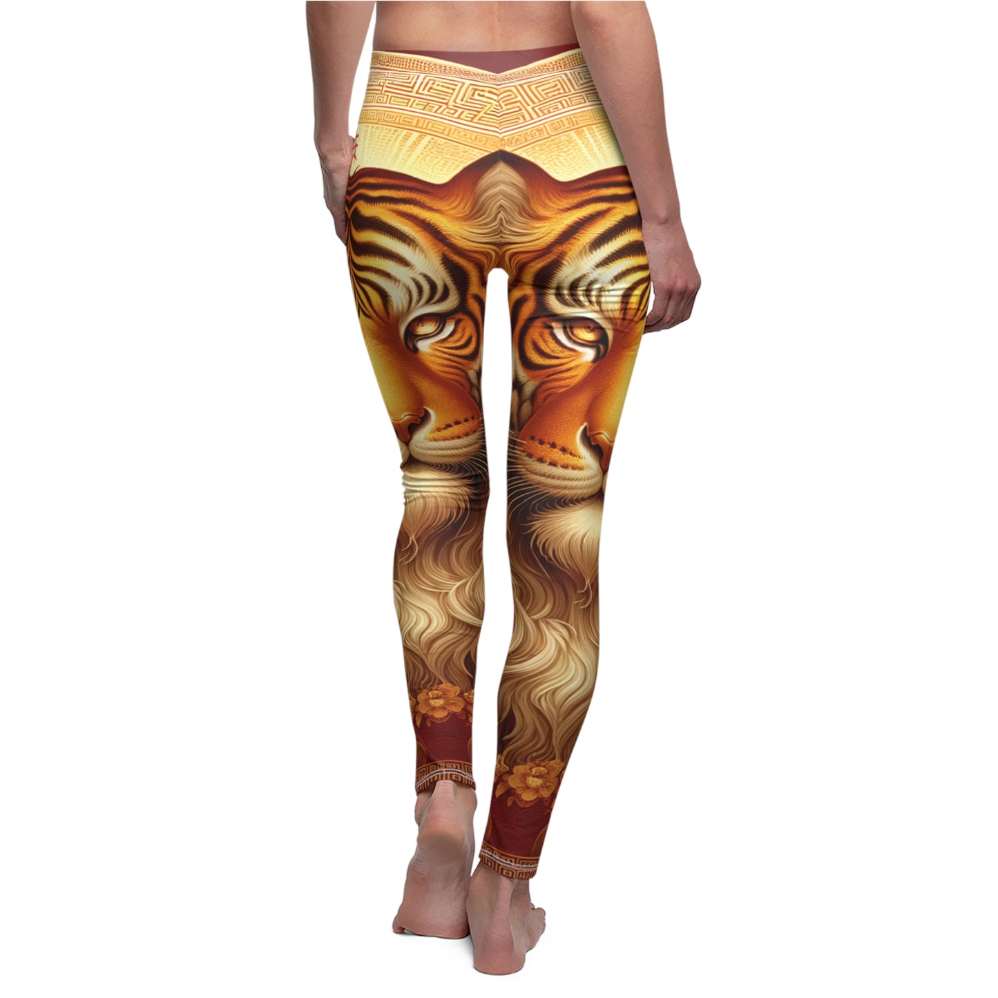 "Majesté dorée : Ascension du tigre lunaire" - Legging décontracté 