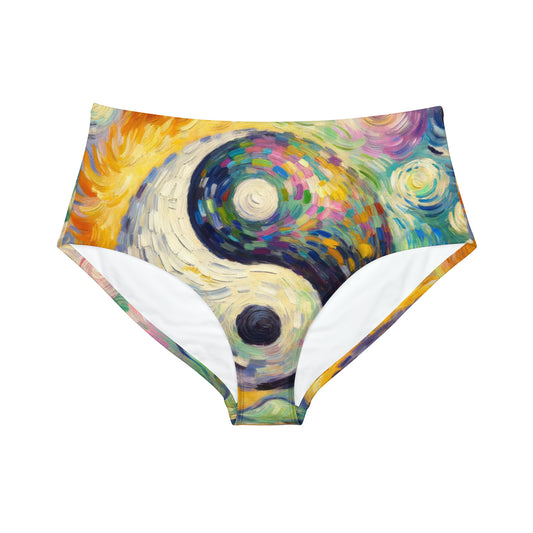 "Spectral Duality: An Impressionist Balance" - High Waisted Bikini Bottom