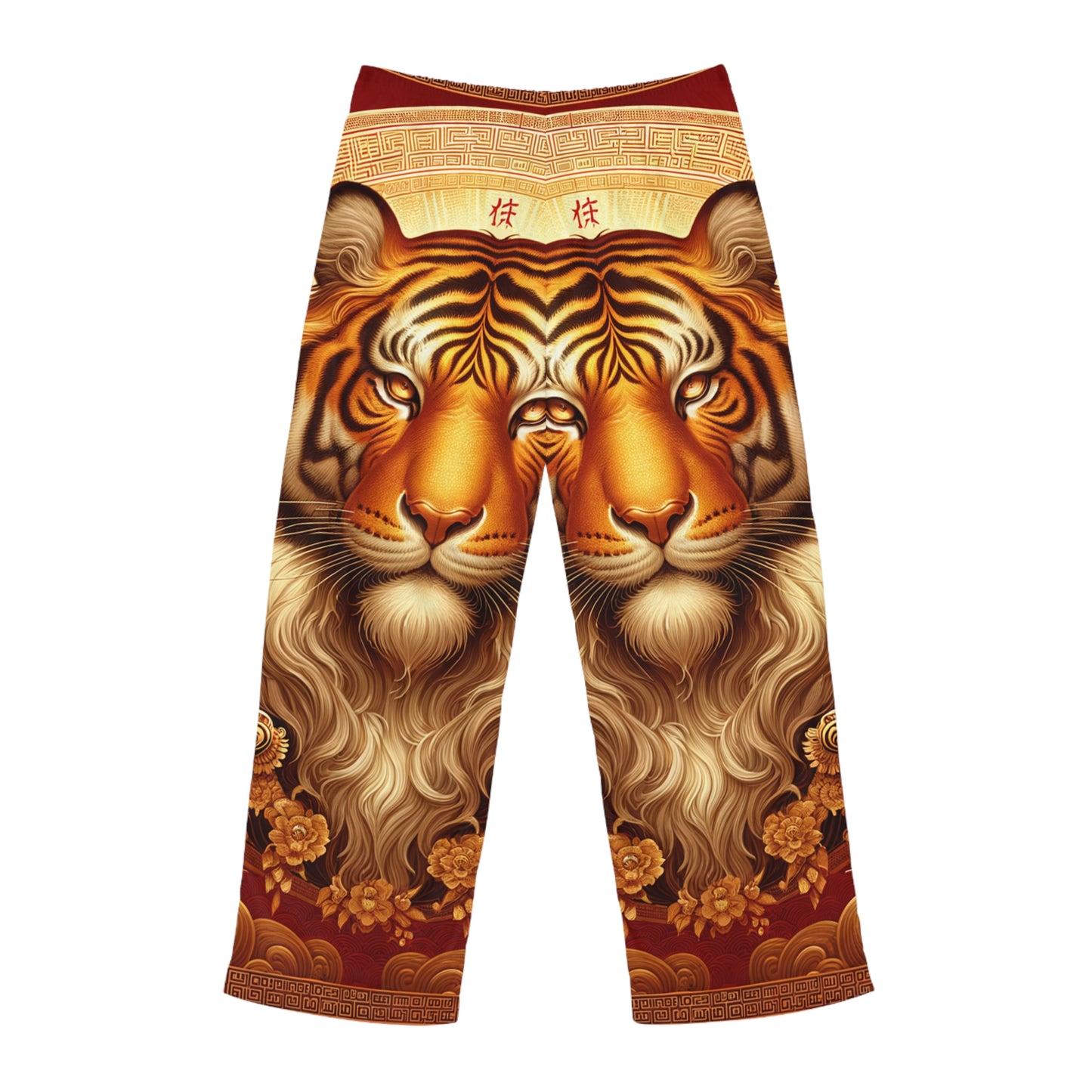 "Majesté dorée : Ascension du Tigre Lunaire" - Pantalons de détente pour hommes 