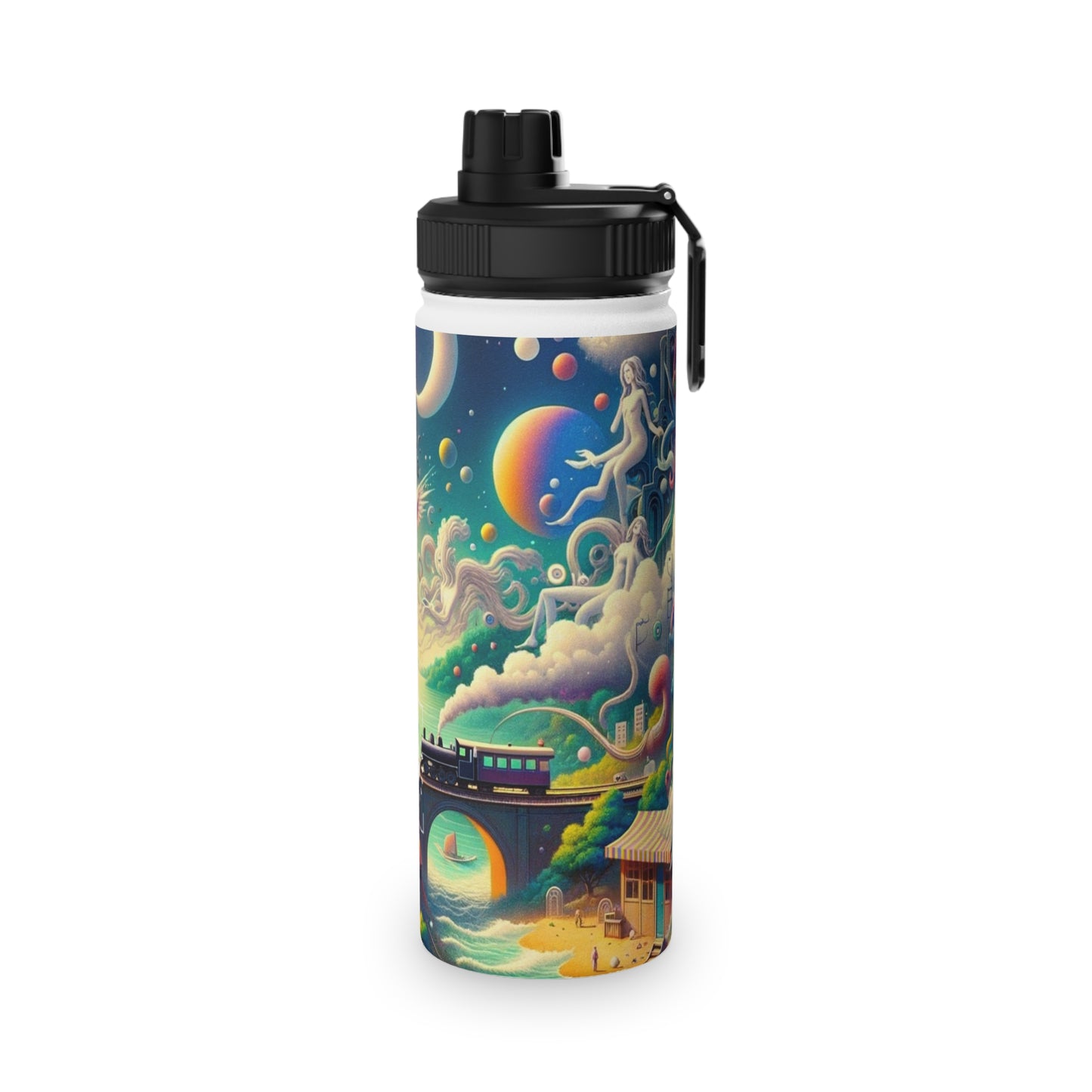 "Mirrors of Metaphor: A Murakami Odyssey" - Sports Water Bottle