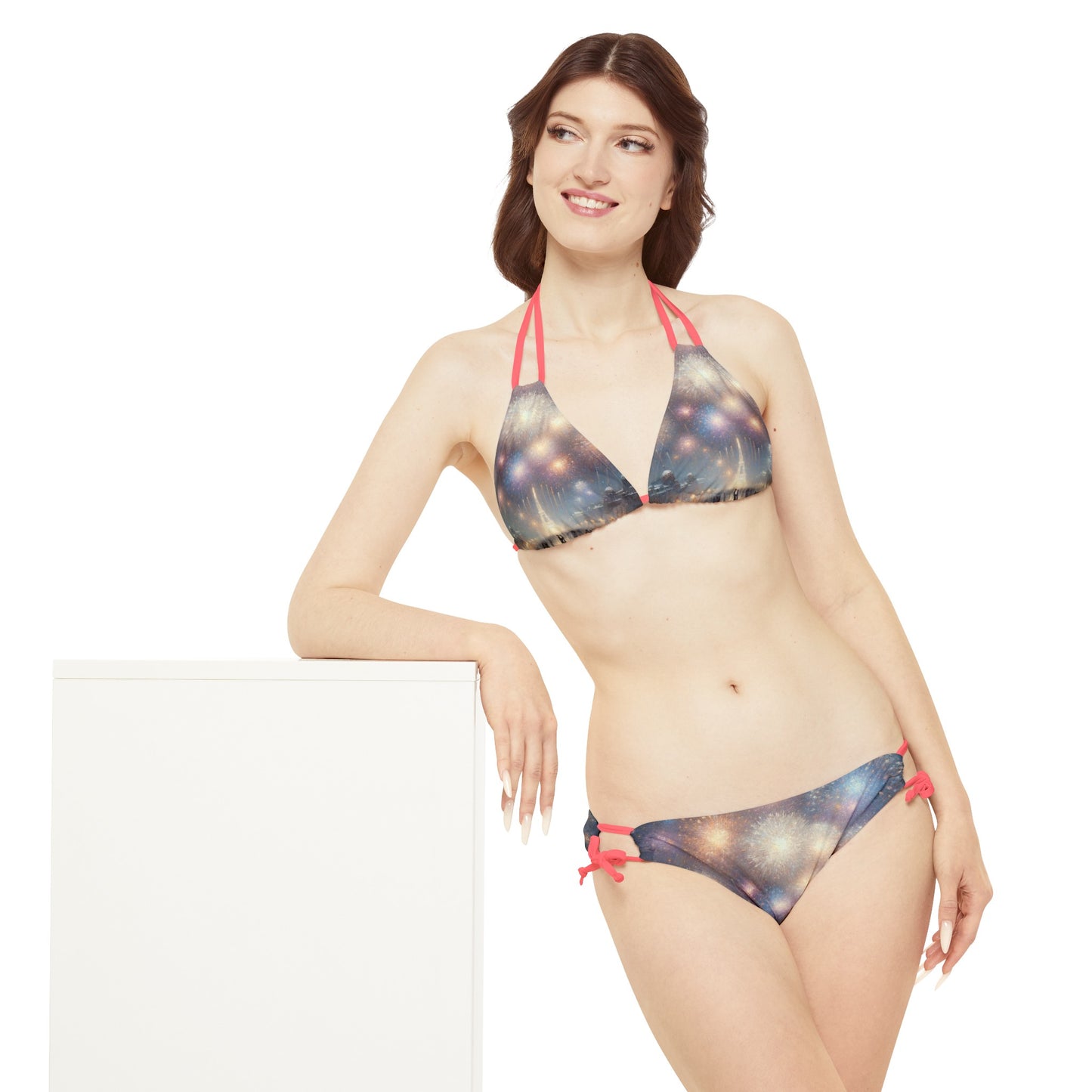 "Manet's Midnight Marvels" - Lace-up Bikini Set