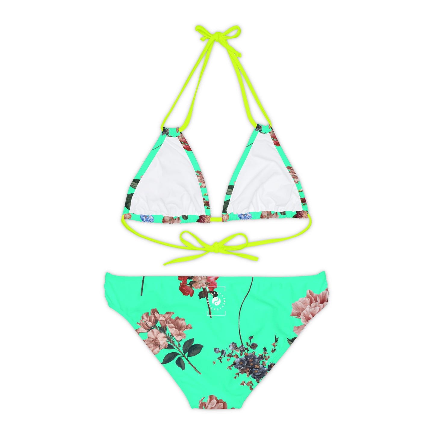 Botanicals on Turquoise - Lace-up Bikini Set