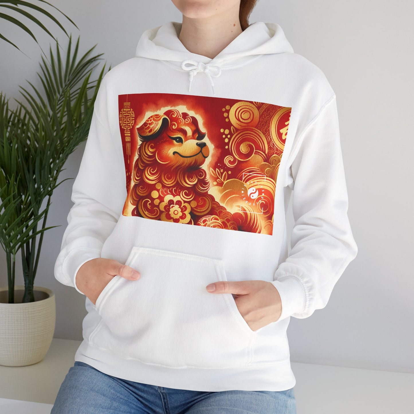 "Golden Canine Emissary on Crimson Tide: A Chinese New Year Odyssey" - Hoodie