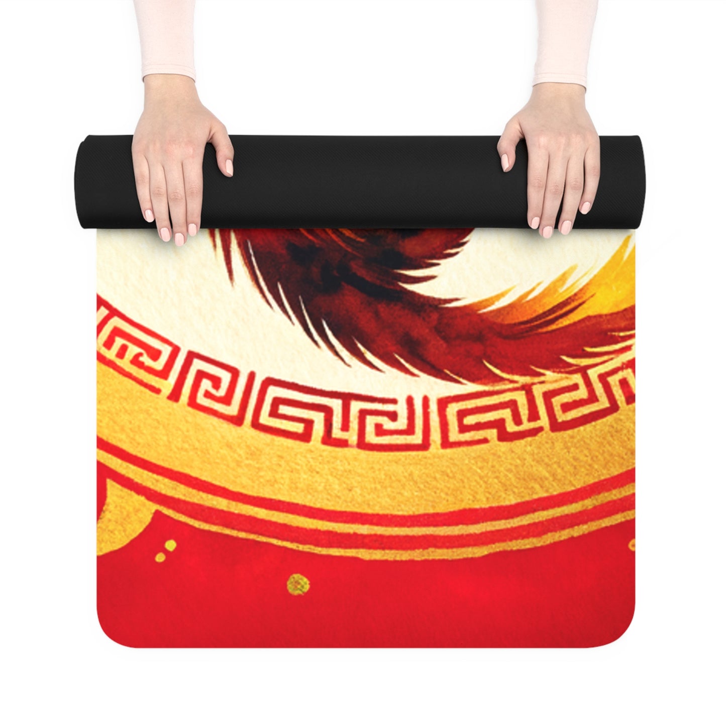 "Golden Simian Serenity in Scarlet Radiance" - Yoga Mat